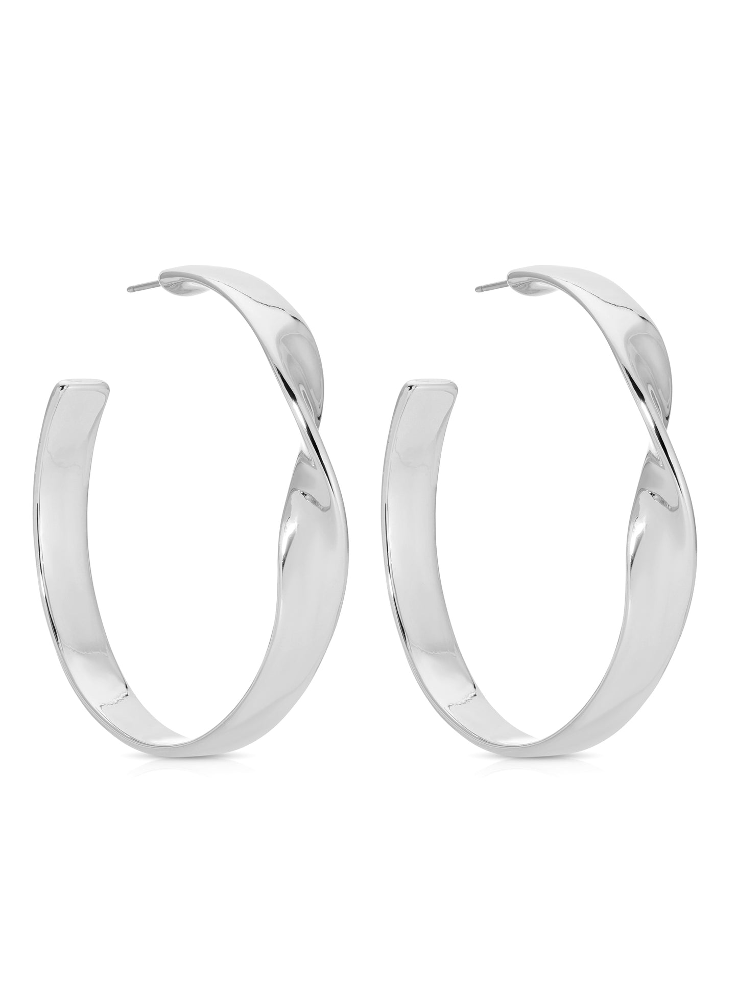 Heirloom Twist Large Hoops Silver Plated 2