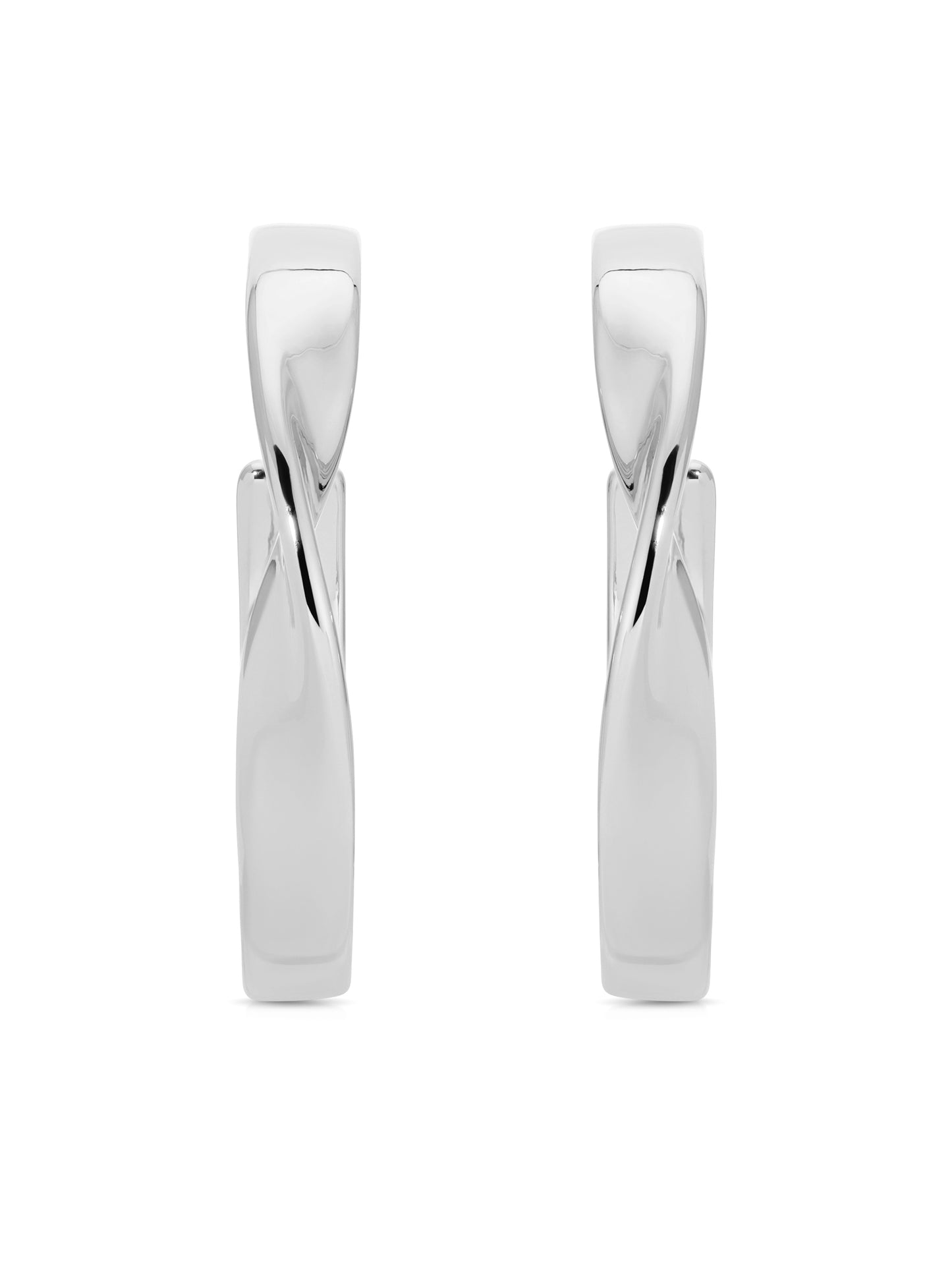 Heirloom Twist Medium Hoops Silver Plated