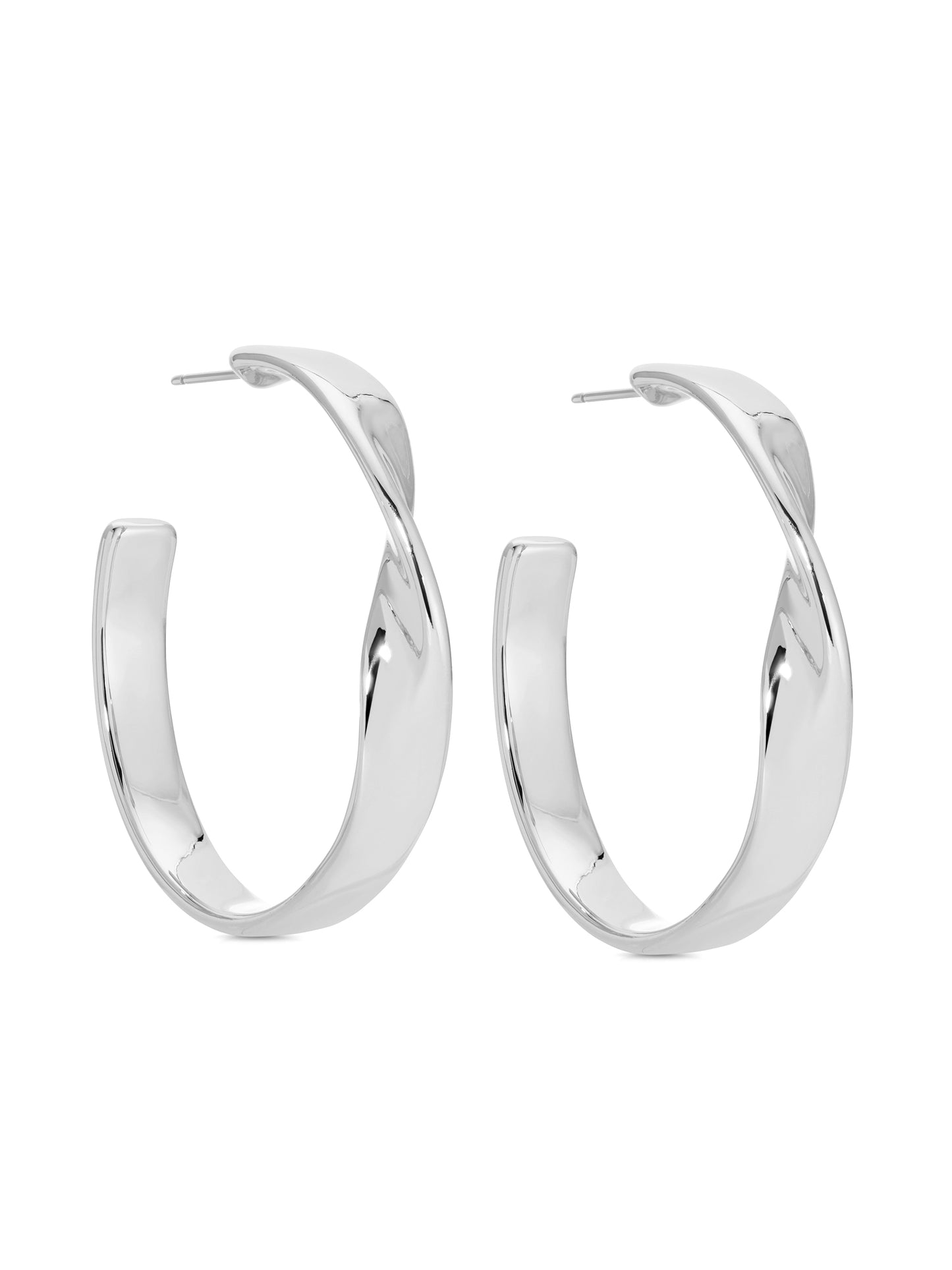 Heirloom Twist Medium Hoops Silver Plated 2