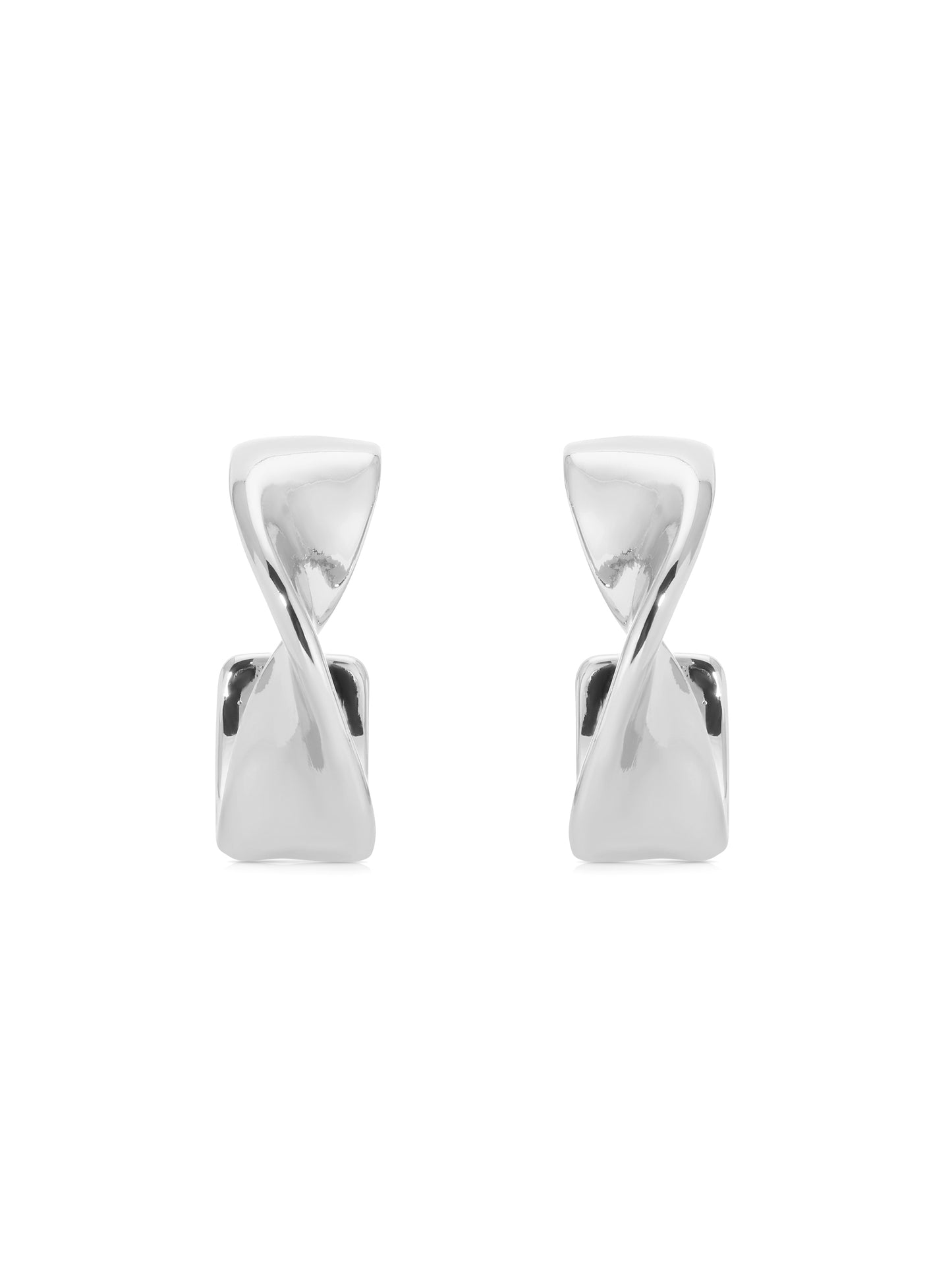 Heirloom Twist Small Hoops Silver Plated