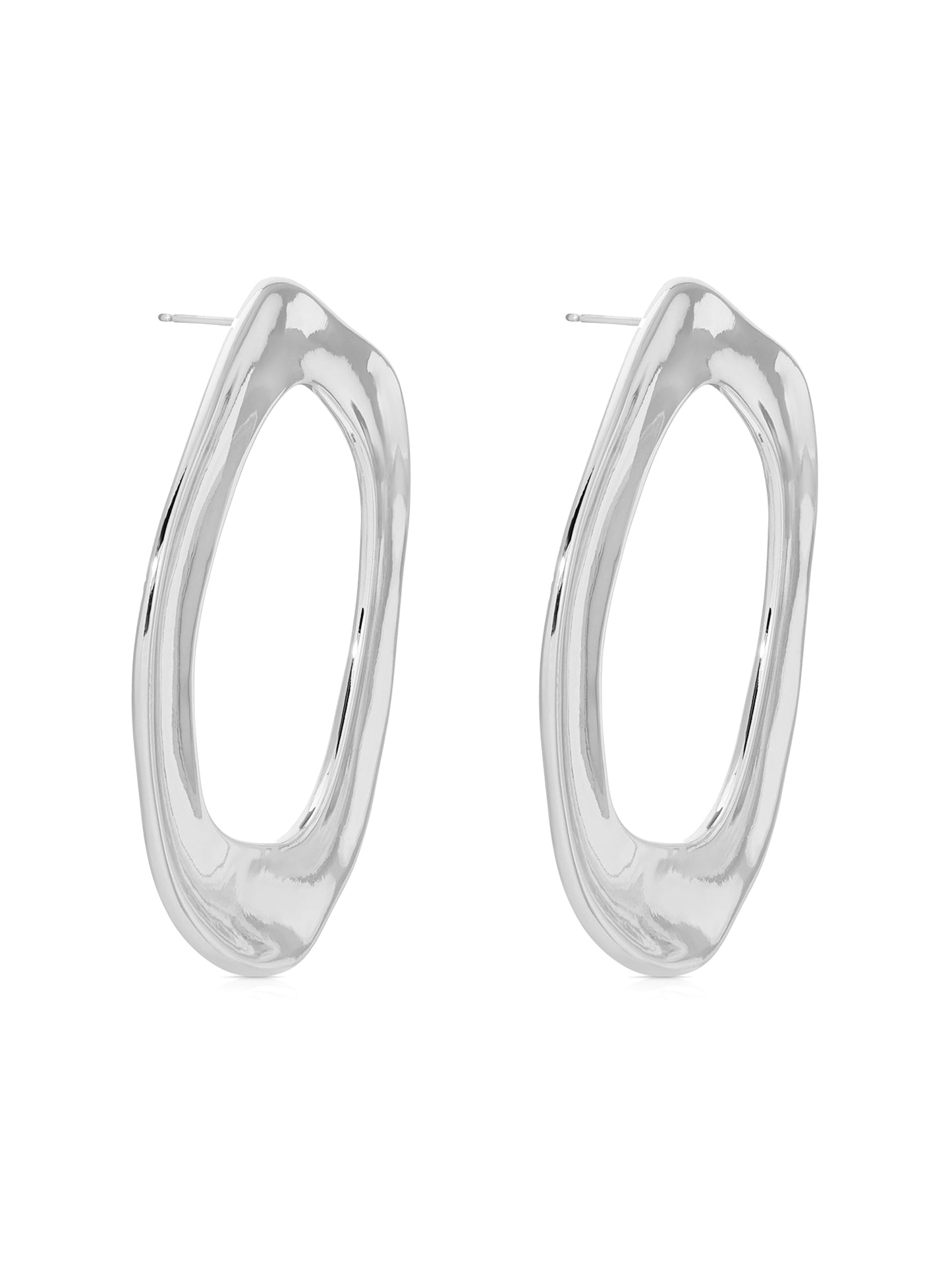 Open Circle Earrings Silver Plated