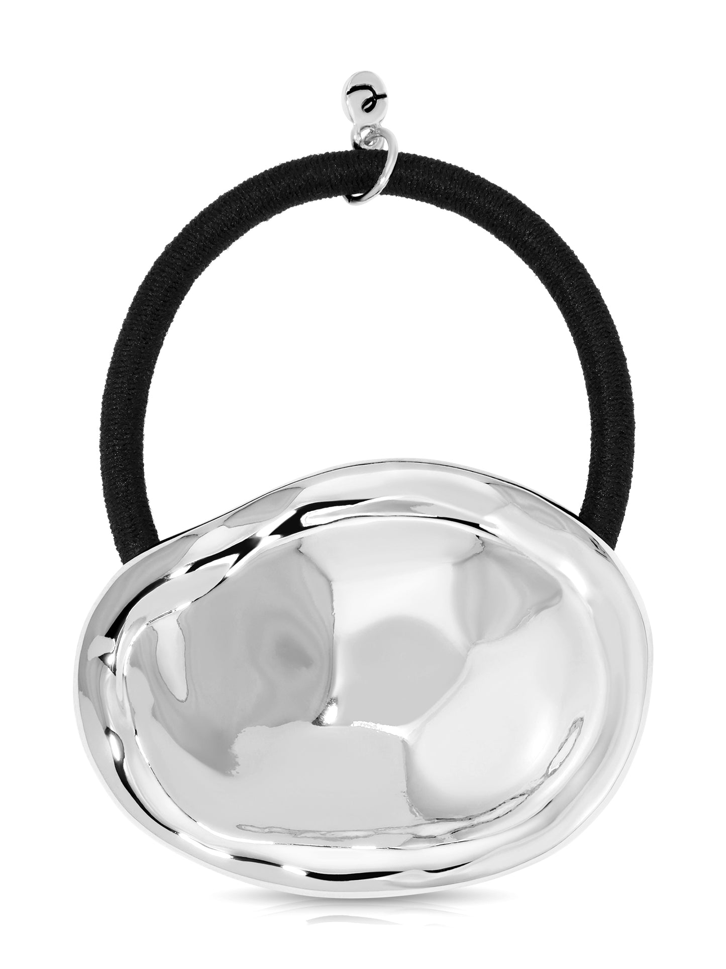 Liquid Luxe Hair Tie Silver with Black Elastic 2