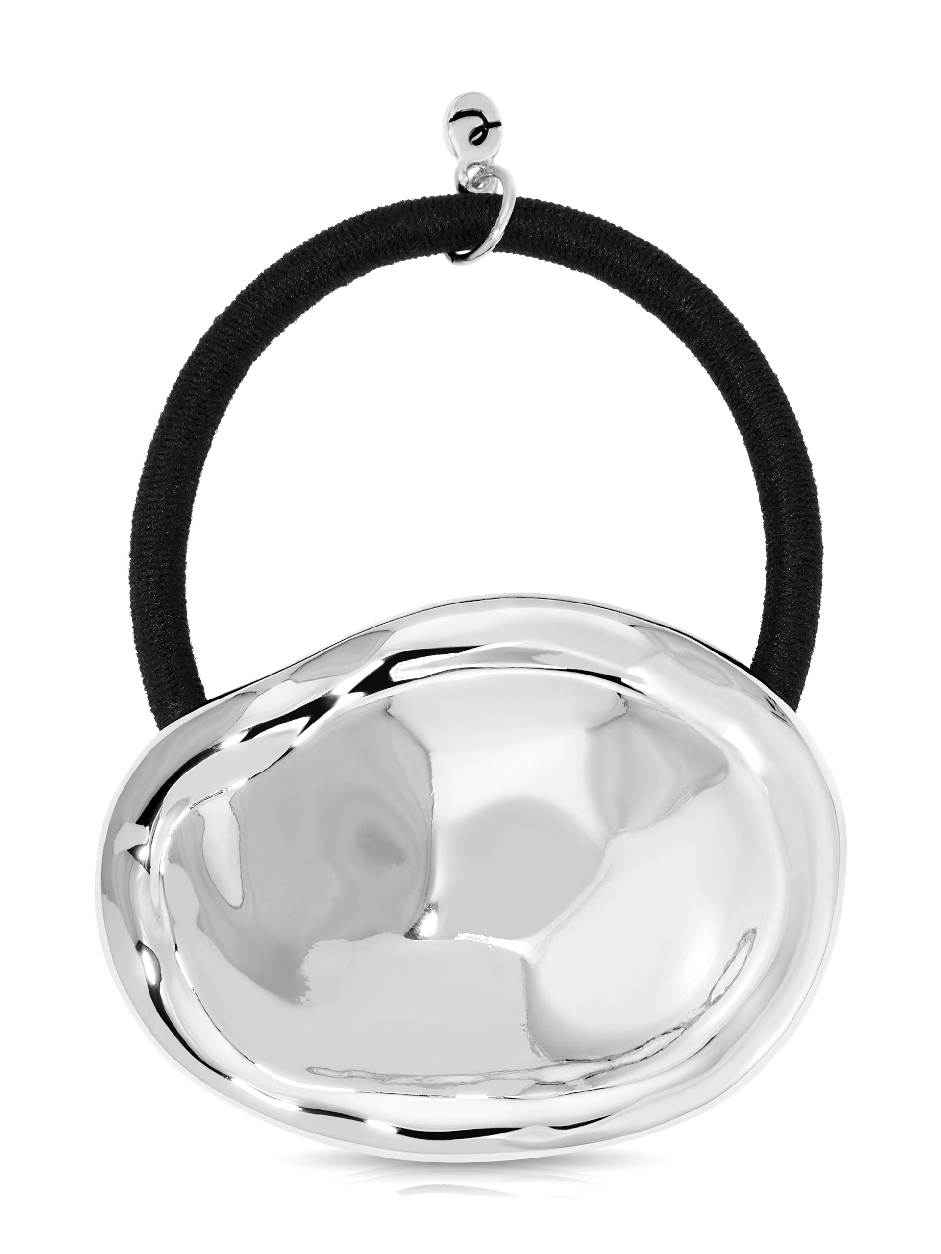 Liquid Luxe Hair Tie Silver with Black Elastic 2