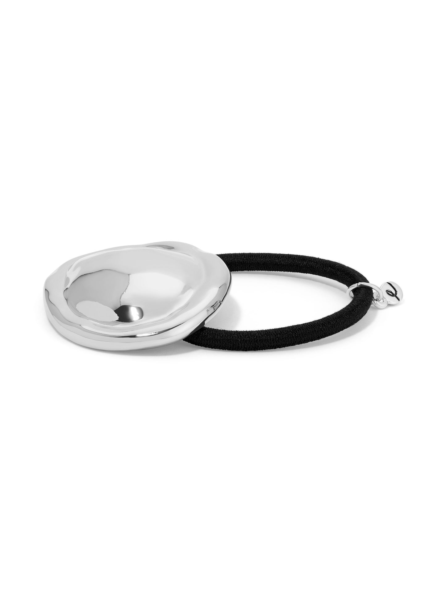Liquid Luxe Hair Tie Silver with Black Elastic