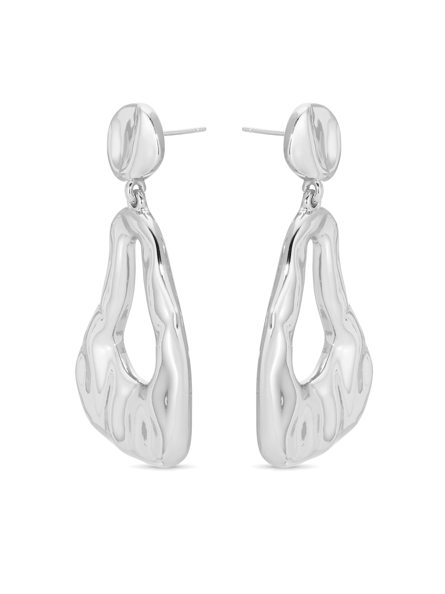 Molten Drop Earrings Silver Plated