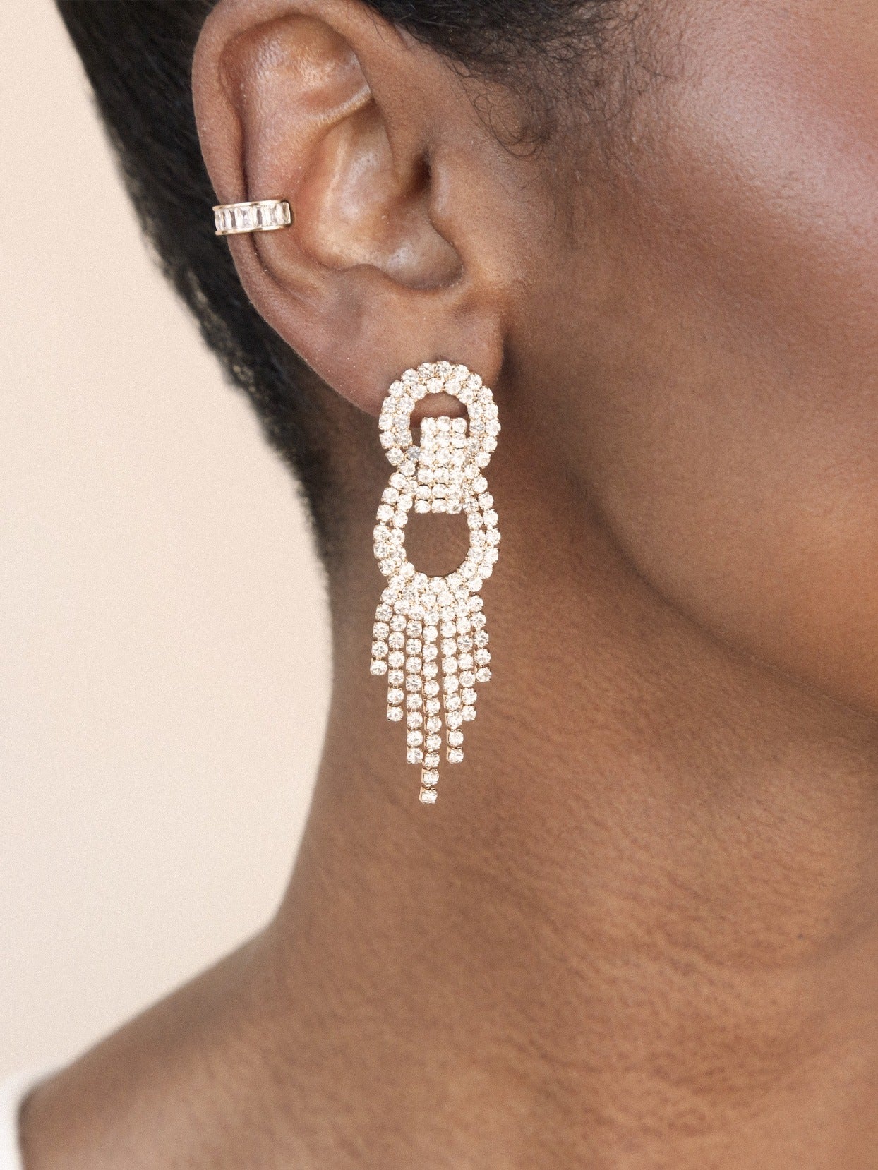 Crystal Gatsby Statement Earrings on model