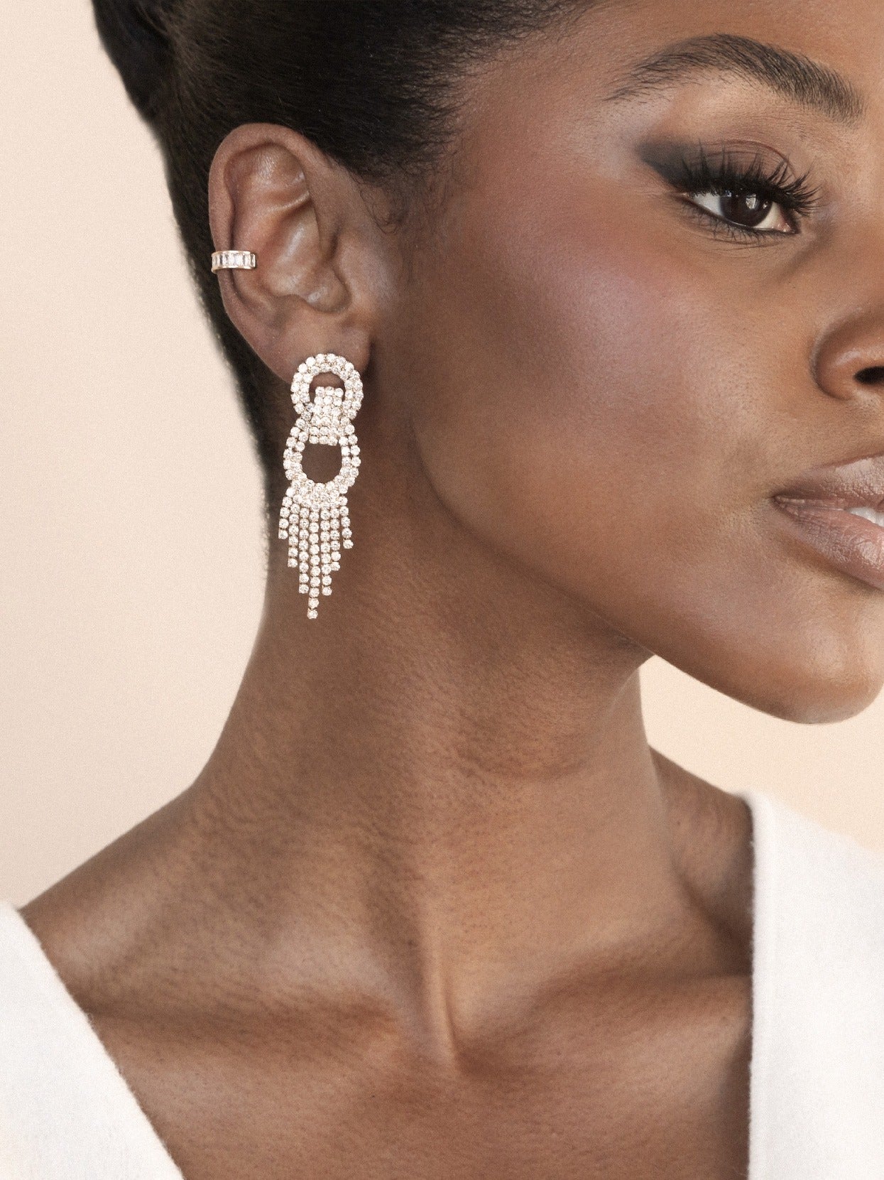 Crystal Gatsby Statement Earrings on model 2