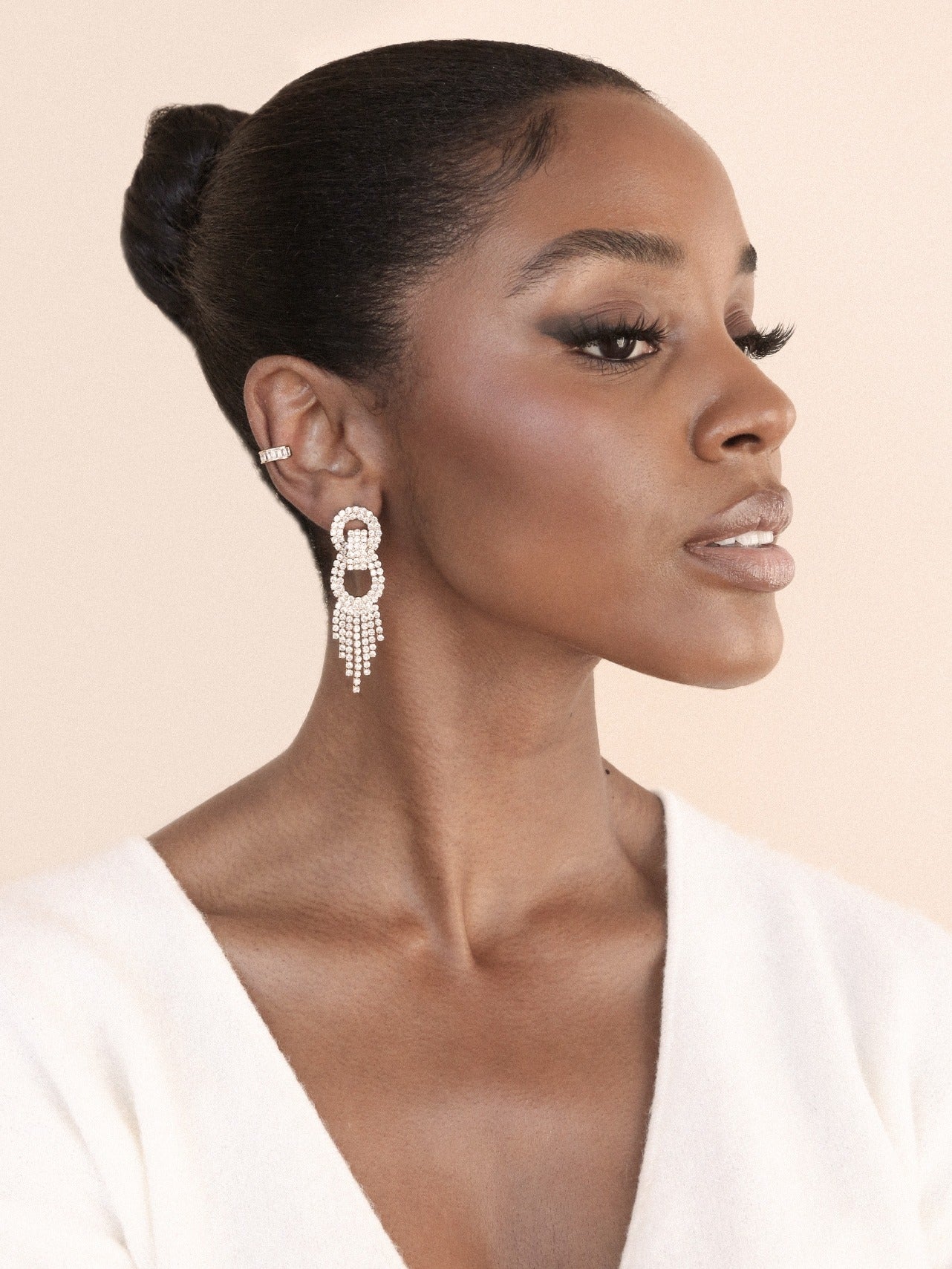 Crystal Gatsby Statement Earrings on model 3