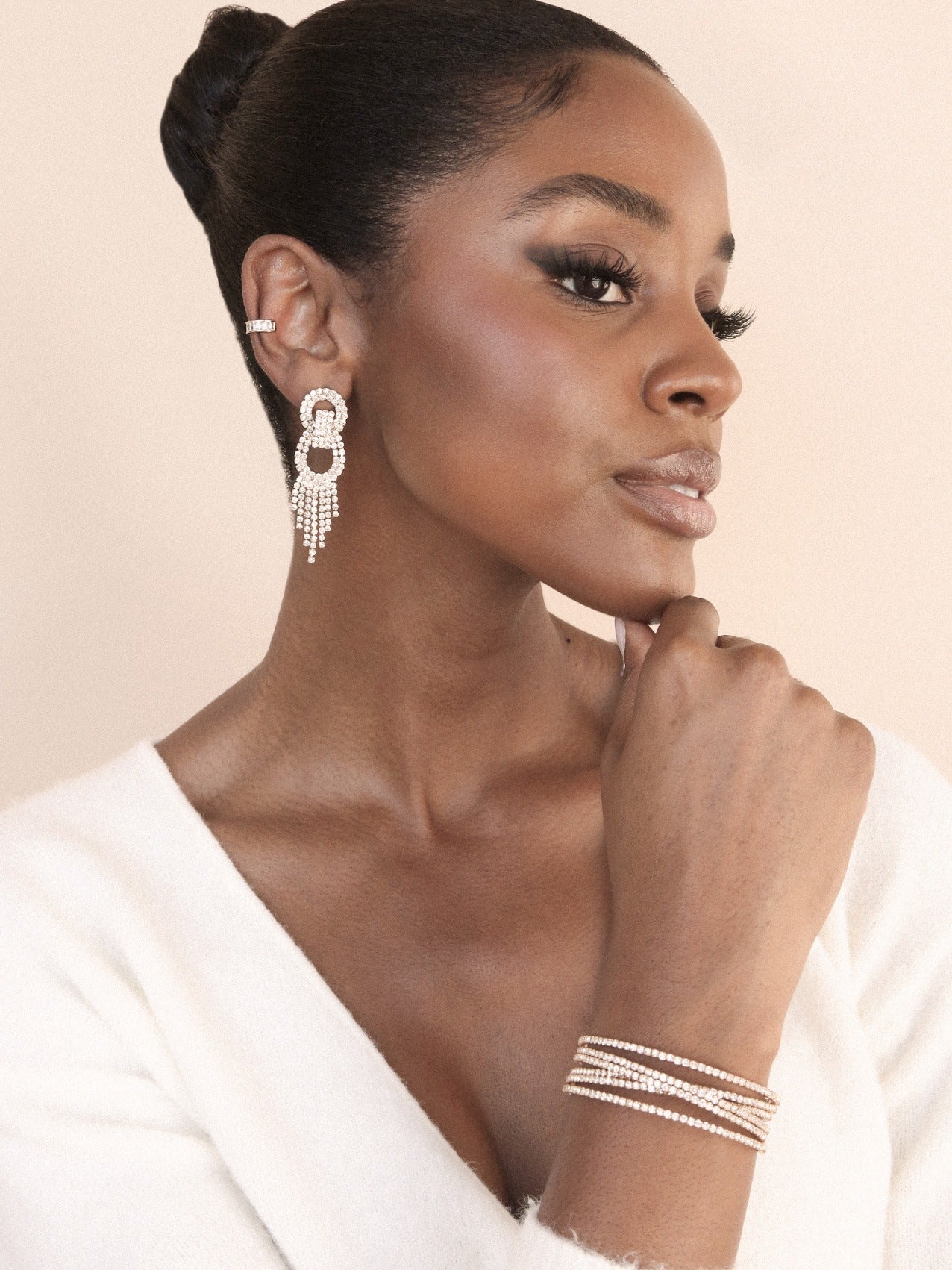 Crystal Gatsby Statement Earrings on model 4