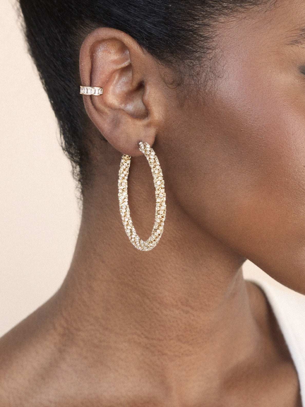 Rope Chain Hoops on model
