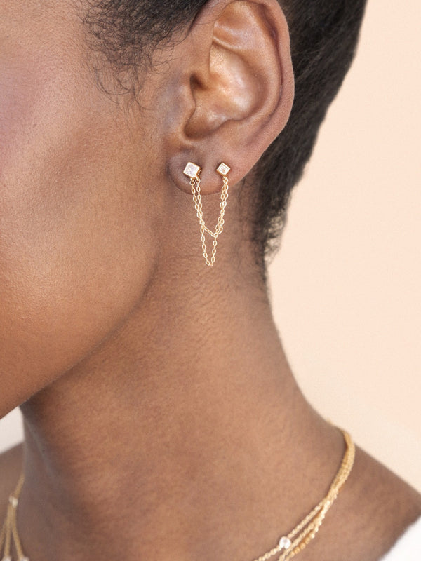 Double Piercing Diamond Shape Earrings Second