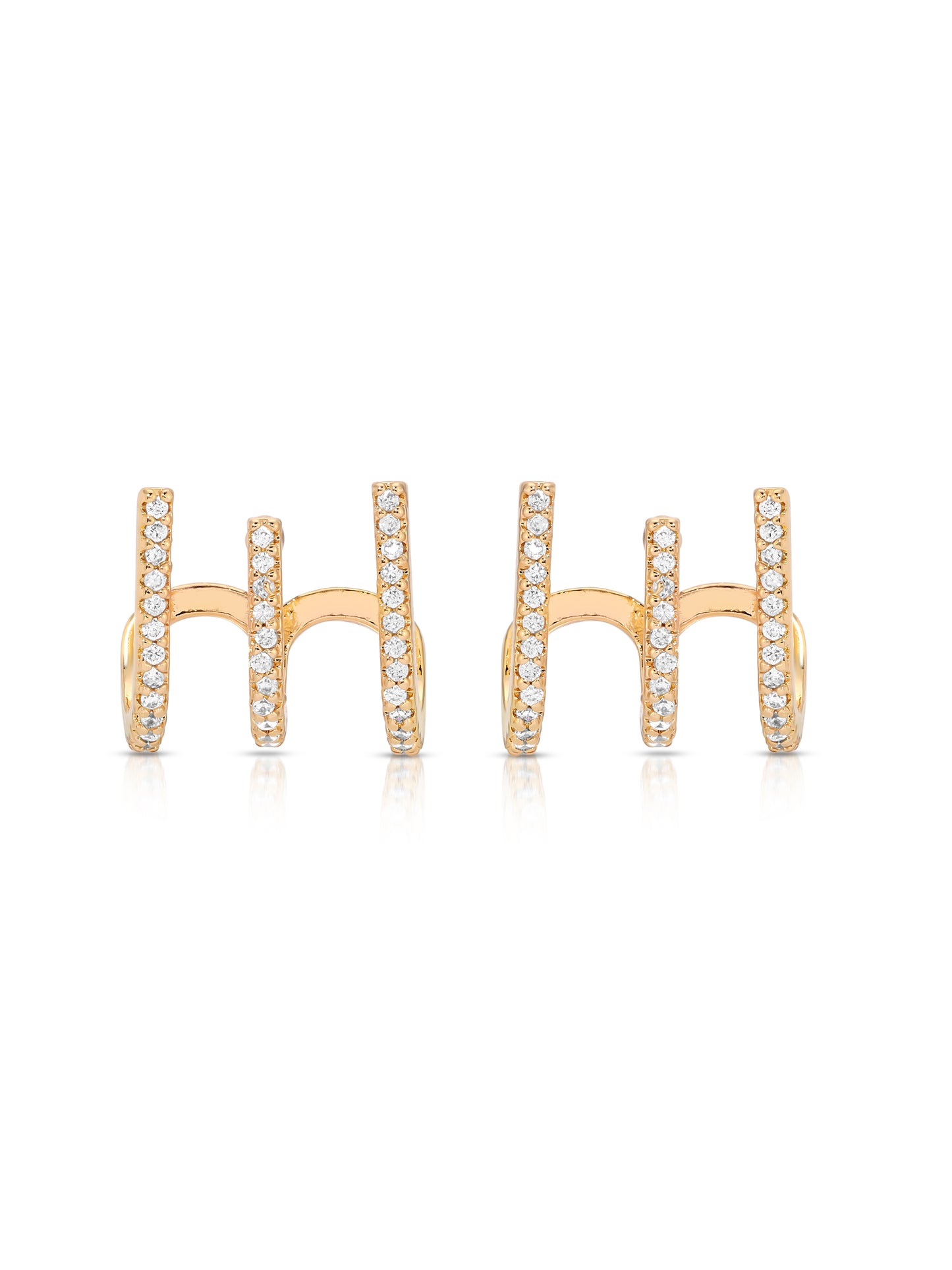 Sparkle Triple Illusion Ear Wrap 18k Gold Plated 3