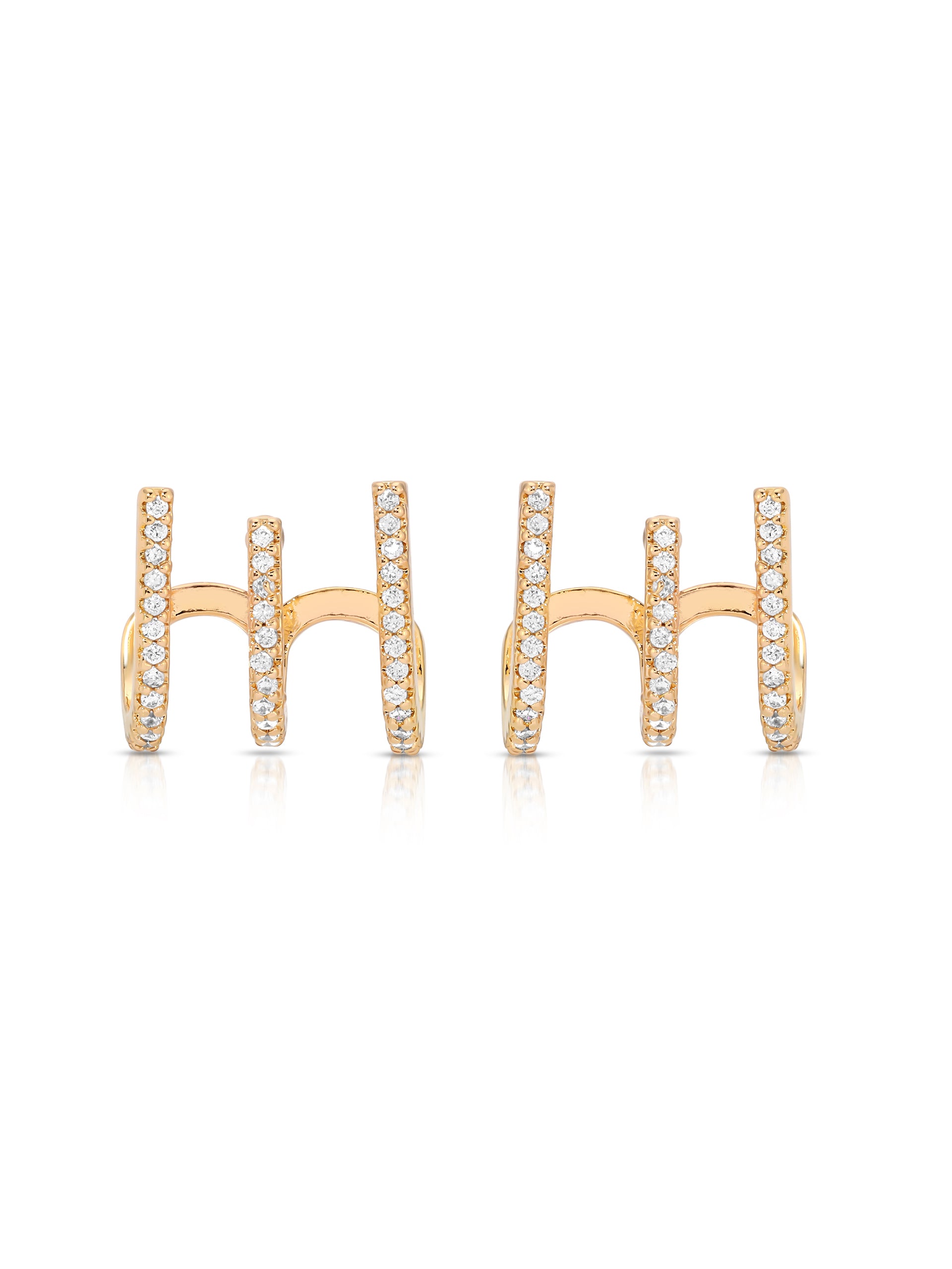 Sparkle Triple Illusion Ear Wrap 18k Gold Plated 3