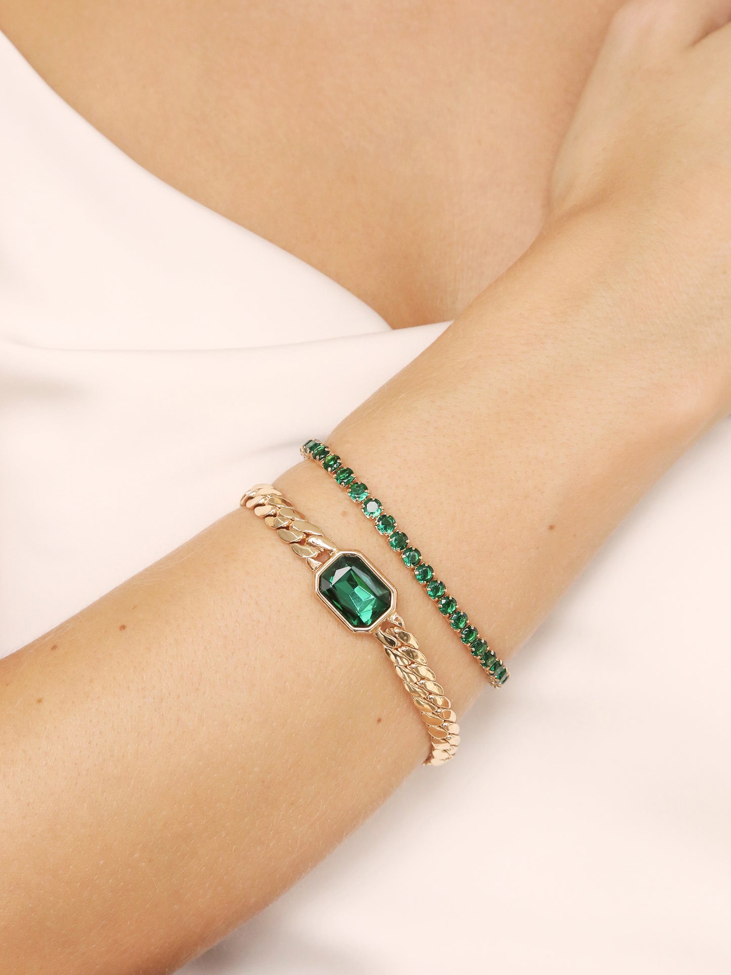 Deco Bracelet Emerald Crystal with 18k Gold Plating model 3
