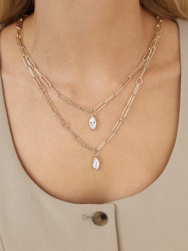 Double Layered Crystal Pendant Necklace Second
