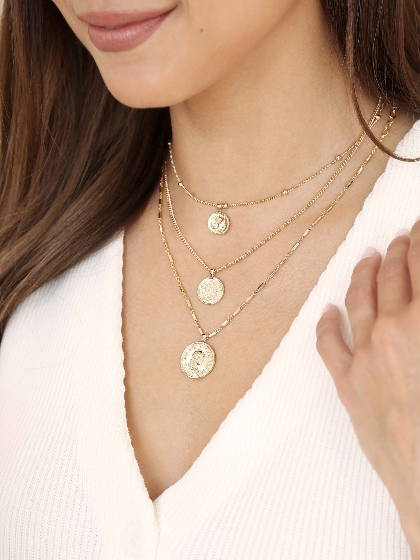 Three Coins Necklace Set 18k Gold Plated model