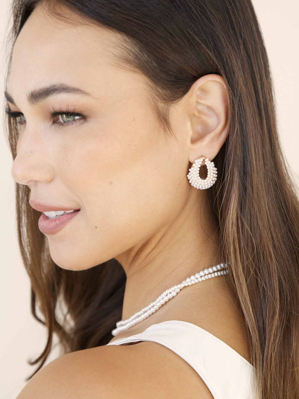 Classic Pearl Cluster Stud Earrings Second