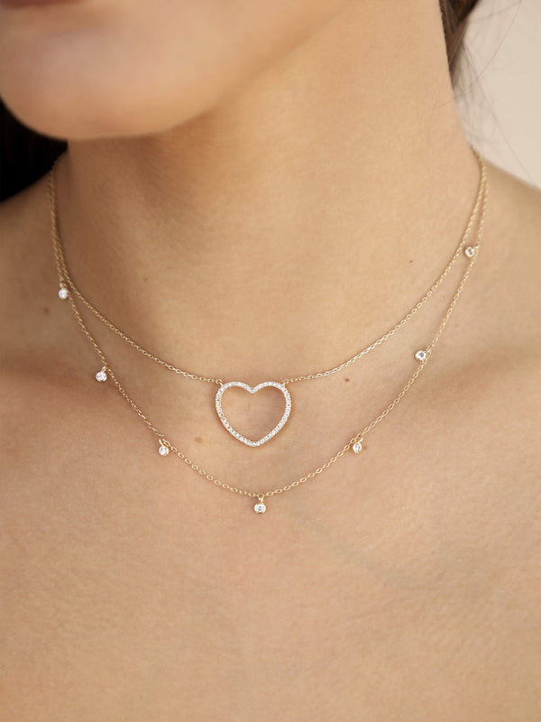 Crystal Heart Drop Necklace Set Second