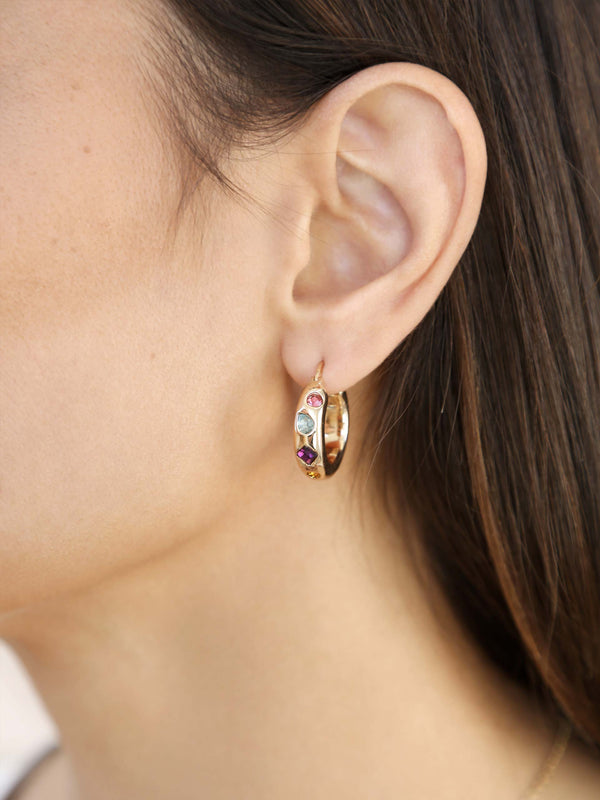 Lively Rainbow Crystal Hoop Earrings Second