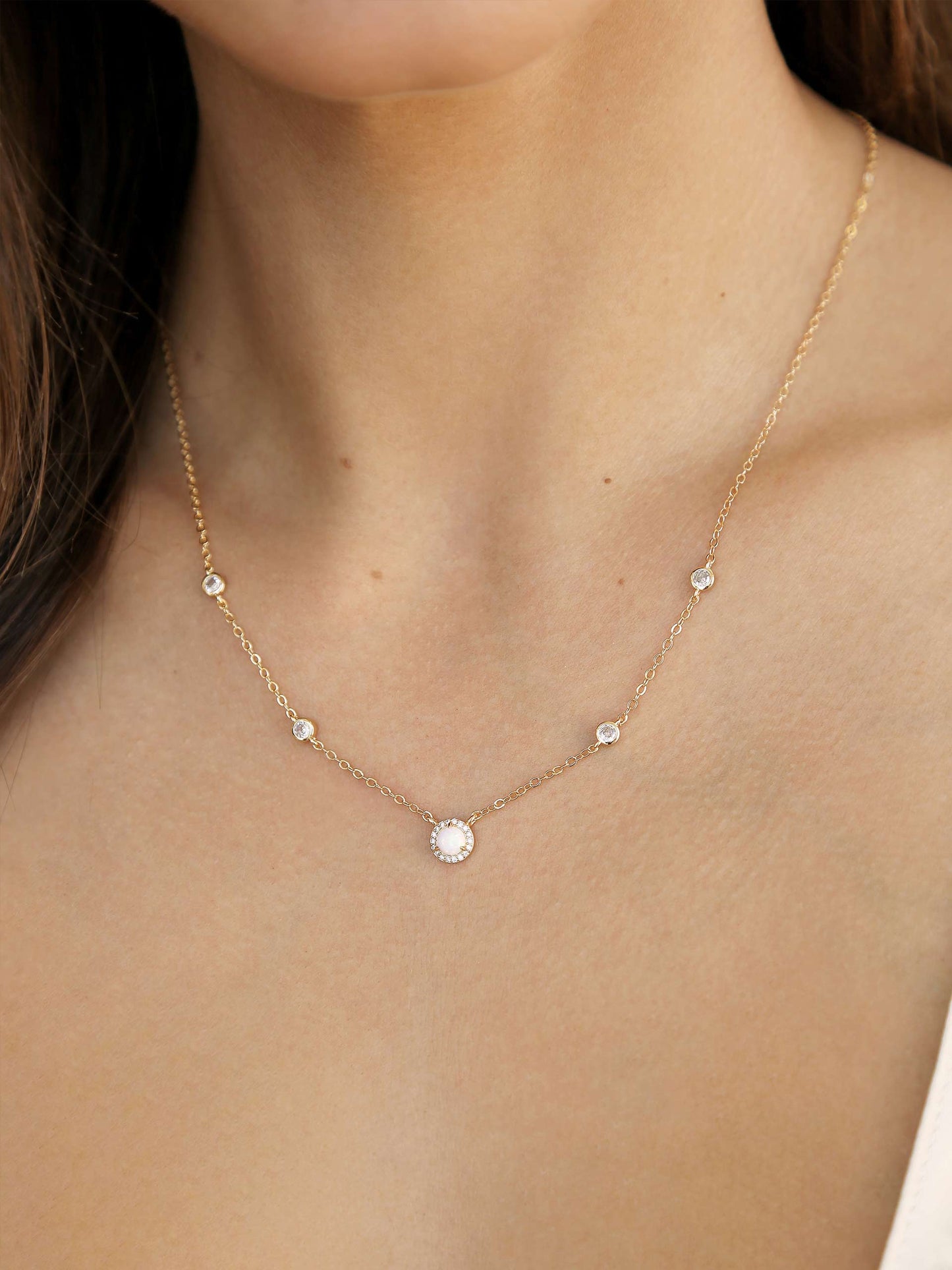 Olivia Opal and Crystal Necklace 18k Gold Plated model
