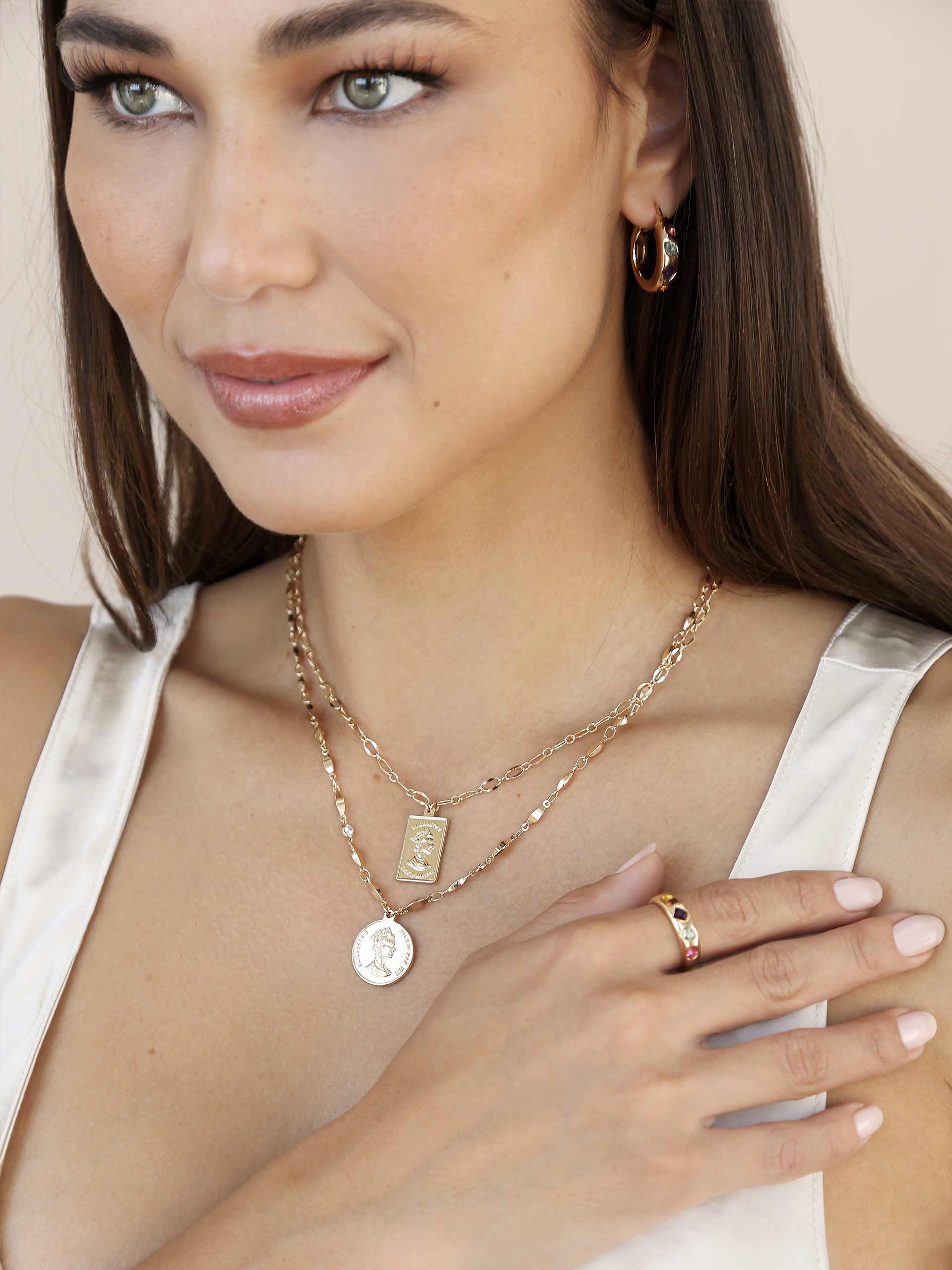 Medallions of Mine Layered Coin Necklace Set 18k Gold Plated model 3