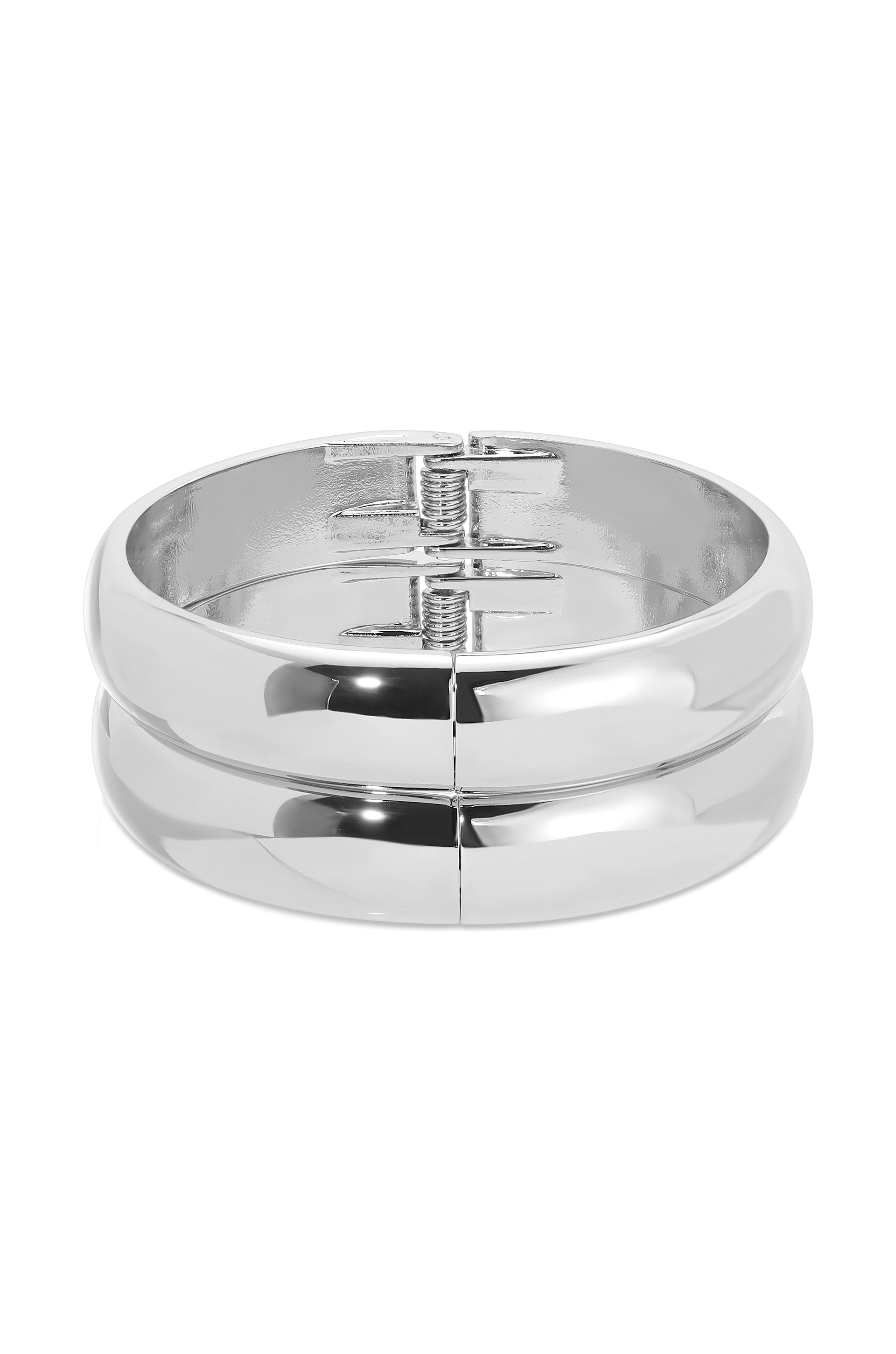 Simple Stack Bangle Set Silver Plated