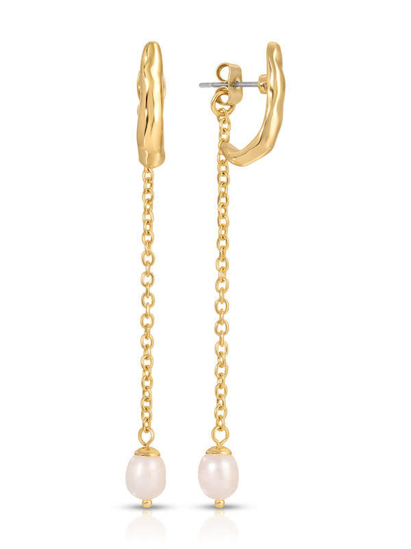 Linear Luxe Pearl Drop Earrings