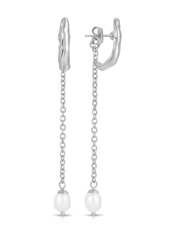 Linear Luxe Pearl Drop Earrings
