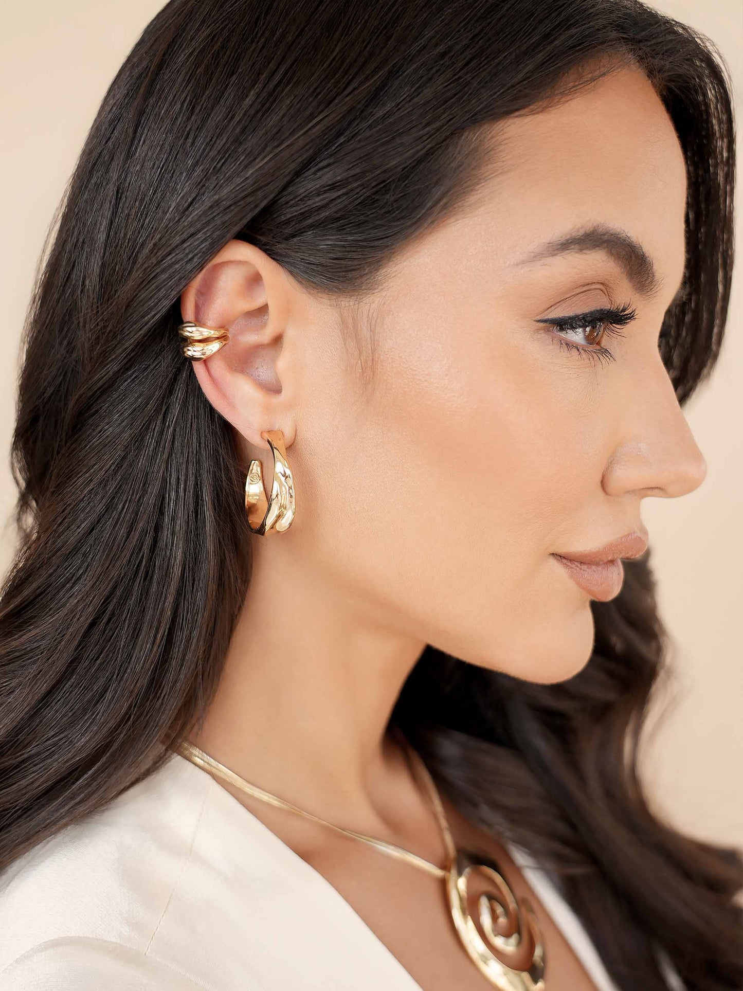 Liquid Luxe Hoops 18k Gold Plated model 3