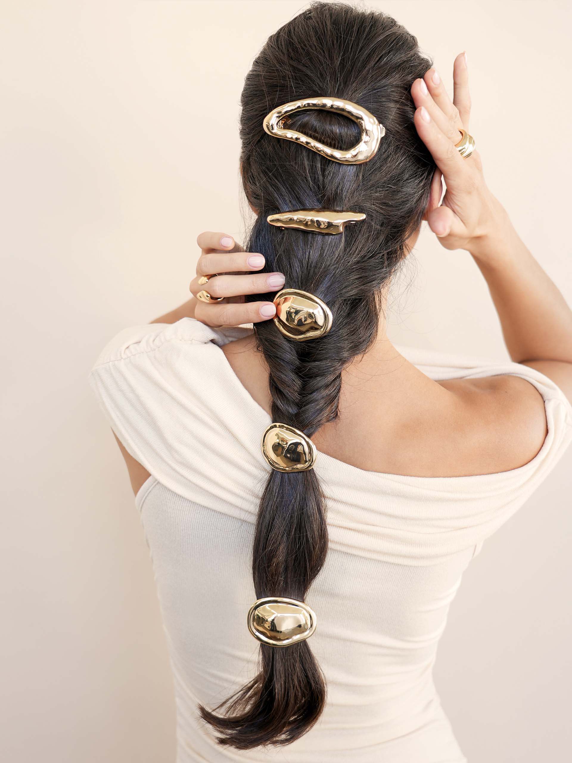 Oval Lux Barrette Gold Tone model 2