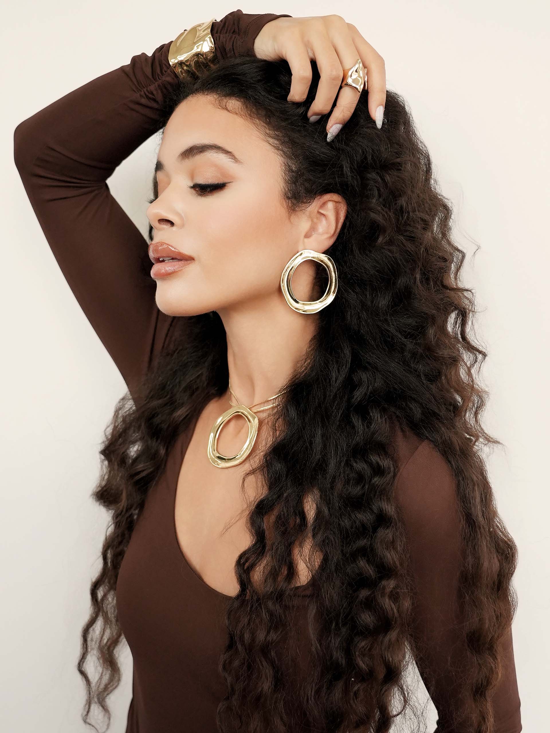 Open Circle Earrings 18k Gold Plated model 4