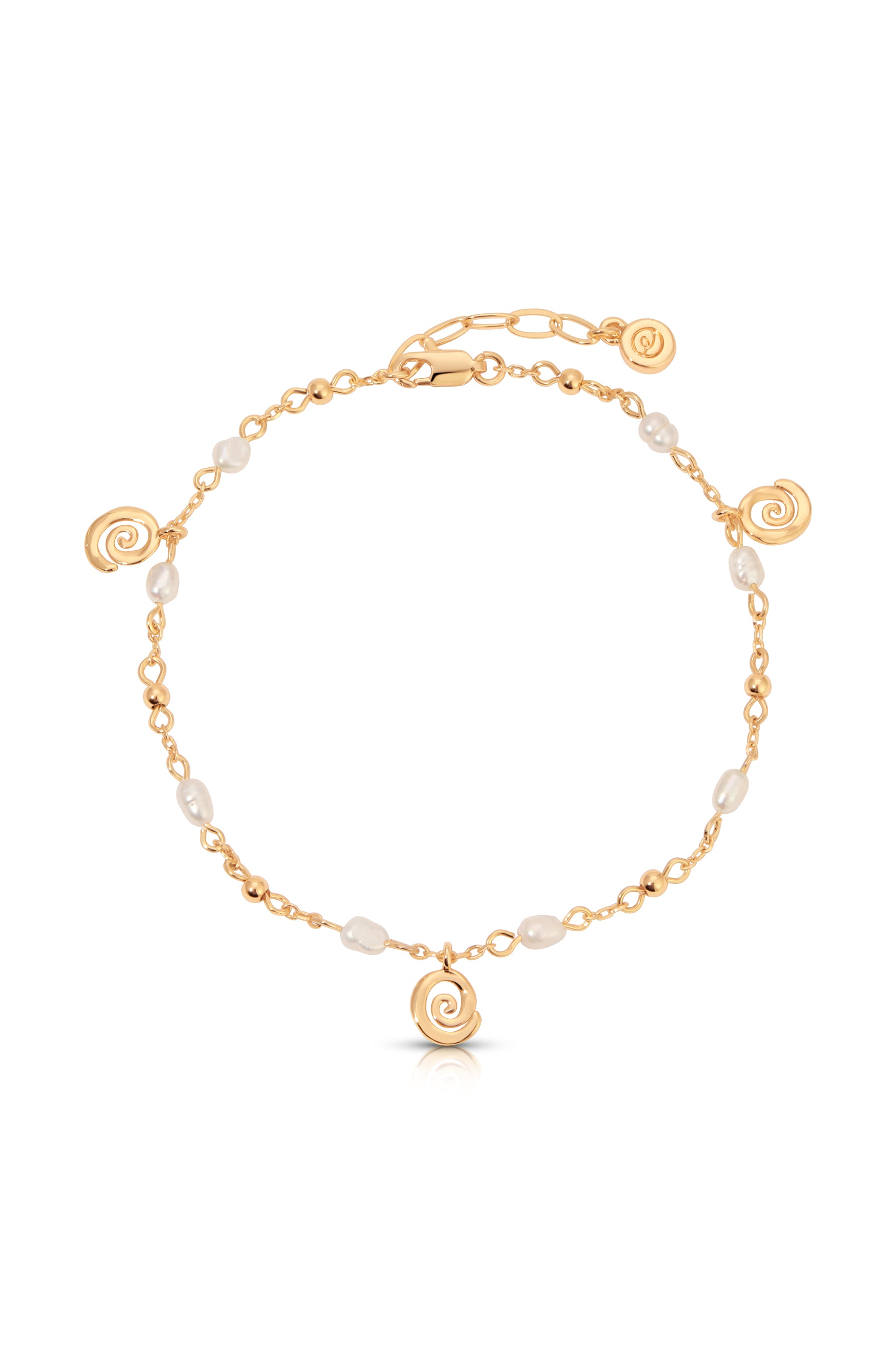 Aura Swirl Anklet Pearl 18k Gold Plating