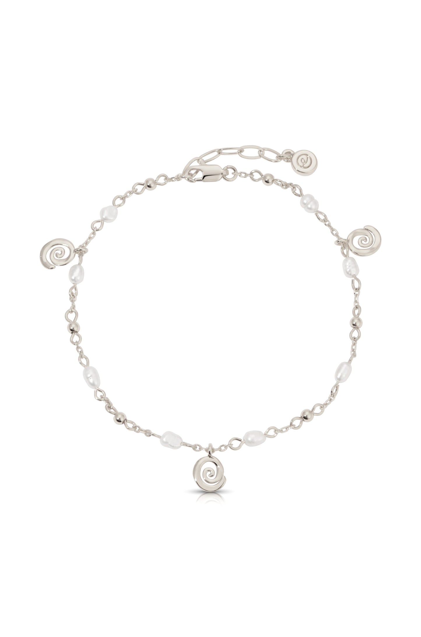 Aura Swirl Anklet Pearl with Silver Plating