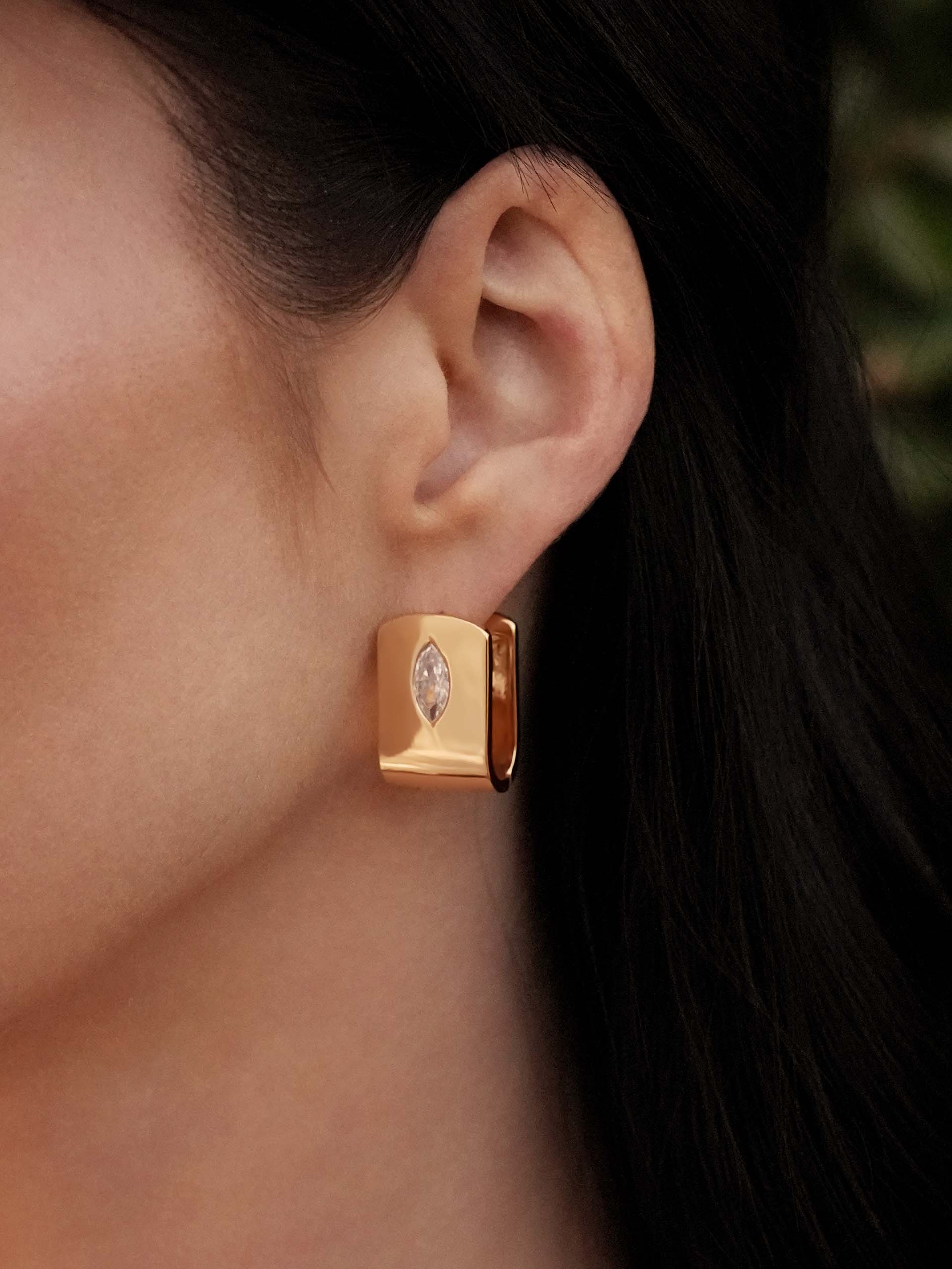 Marquise Crystal Huggies on model 2