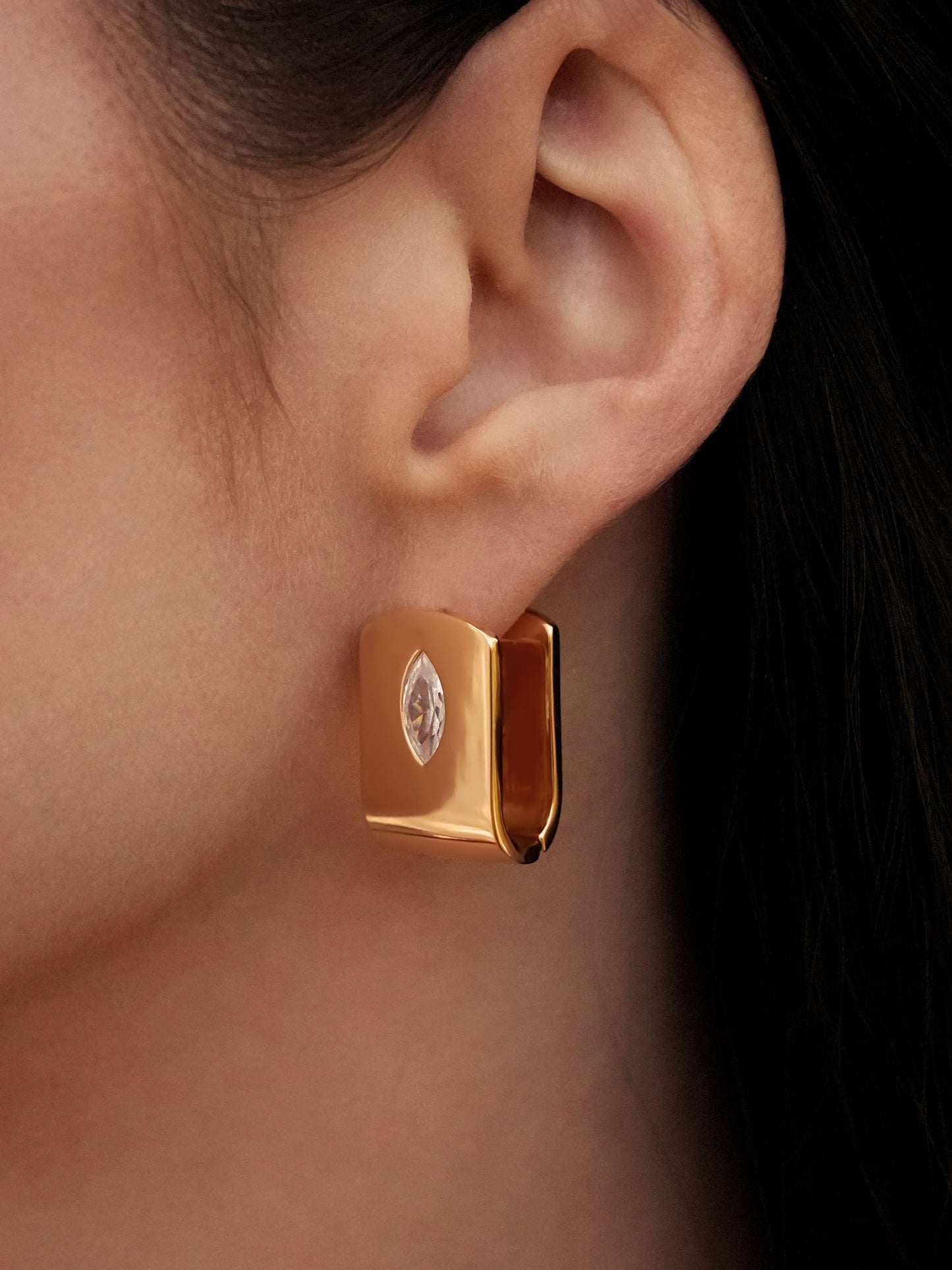 Marquise Crystal Huggies on model