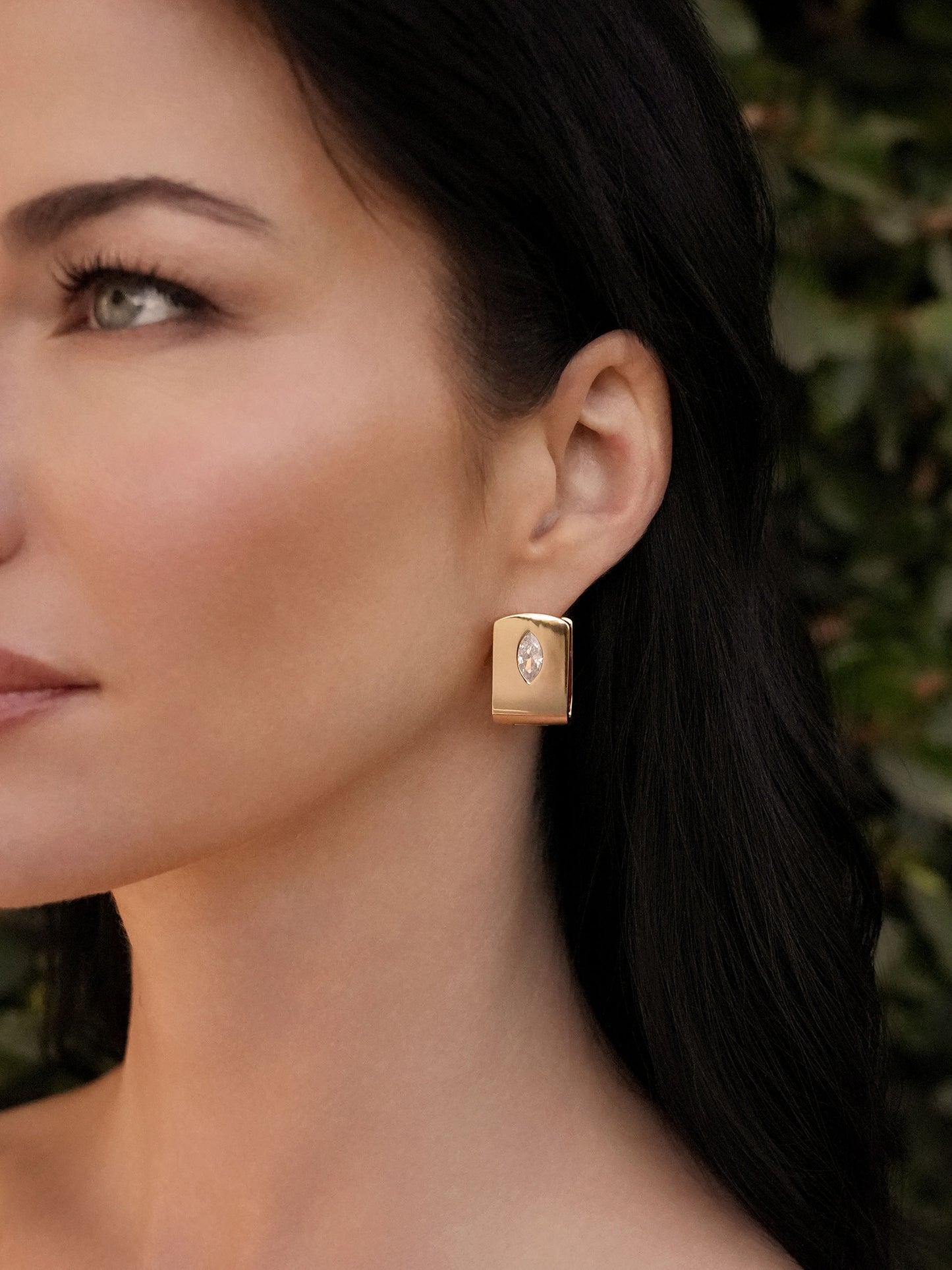 Marquise Crystal Huggies on model 3