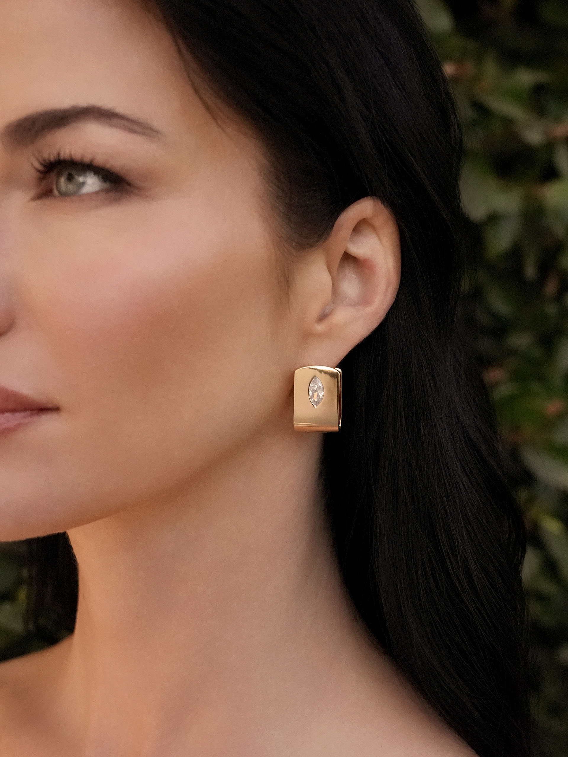 Marquise Crystal Huggies on model 3