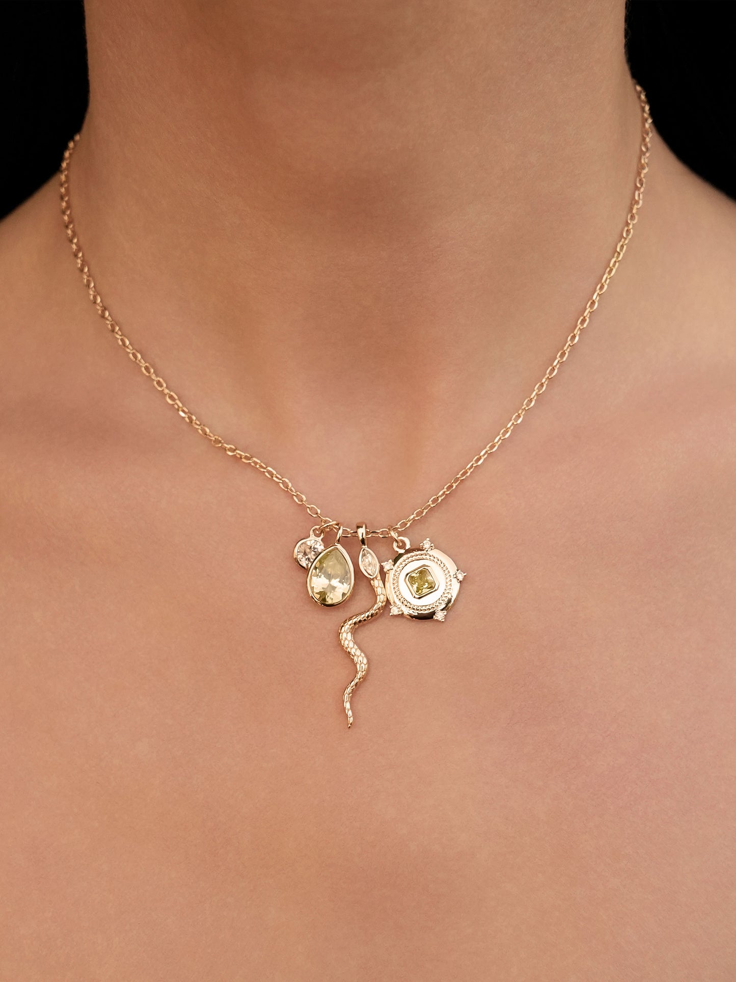 Serpentina Charm Necklace on model 4