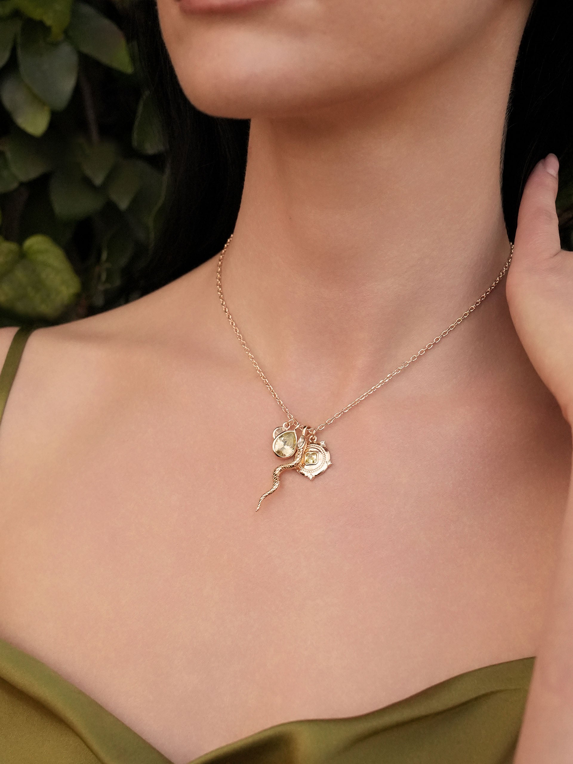 Serpentina Charm Necklace on model 3