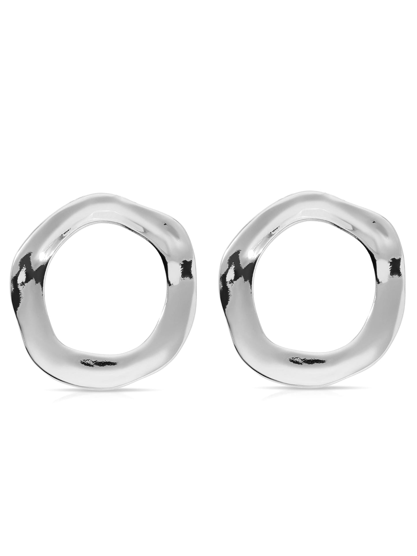 Open Circle Earrings Silver Plated 2