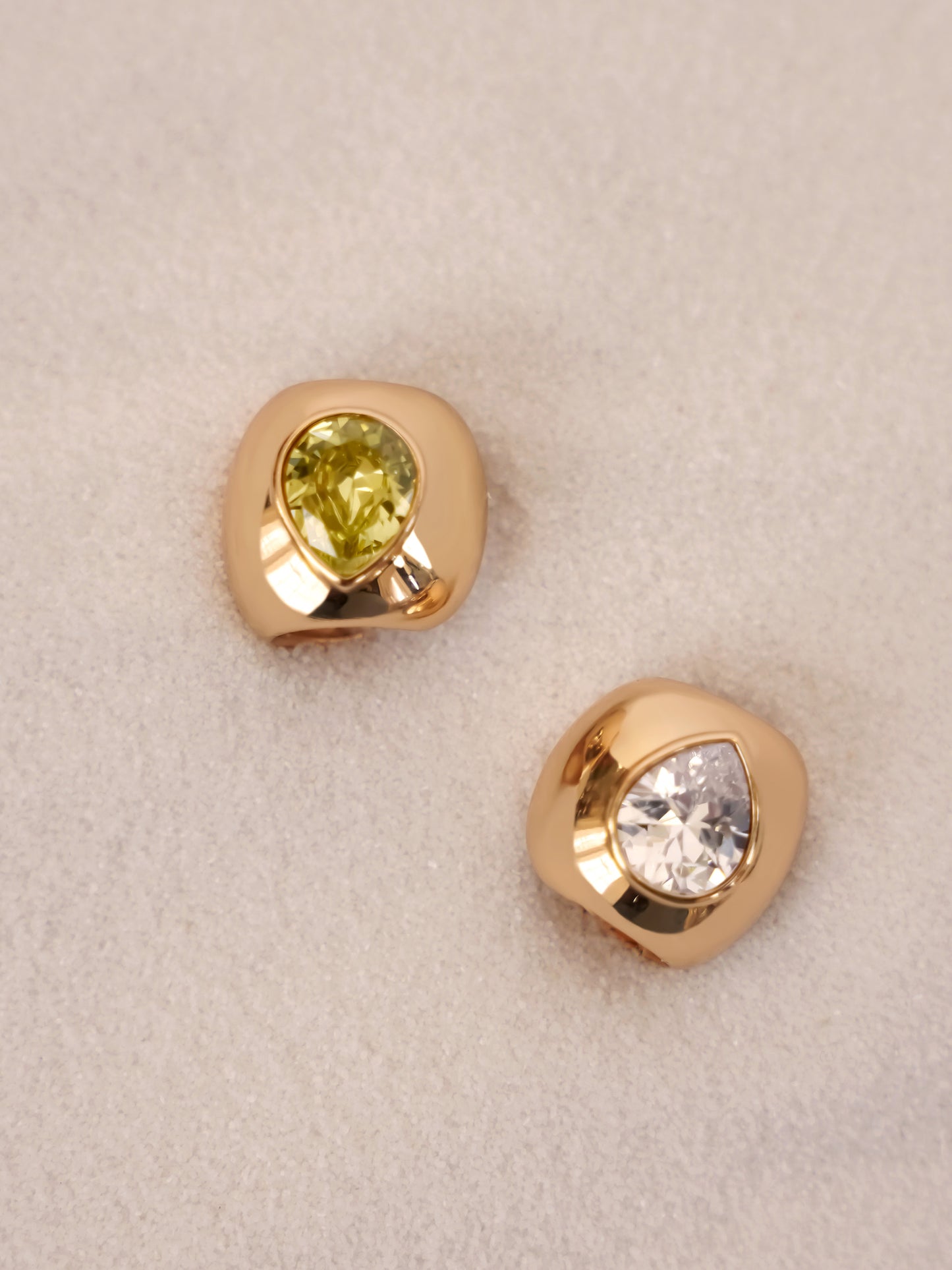 Bold Crystal Ear Cuff Clear Crystal with 18k Gold Plating Peridot Crystal with 18k Gold Plating model 2