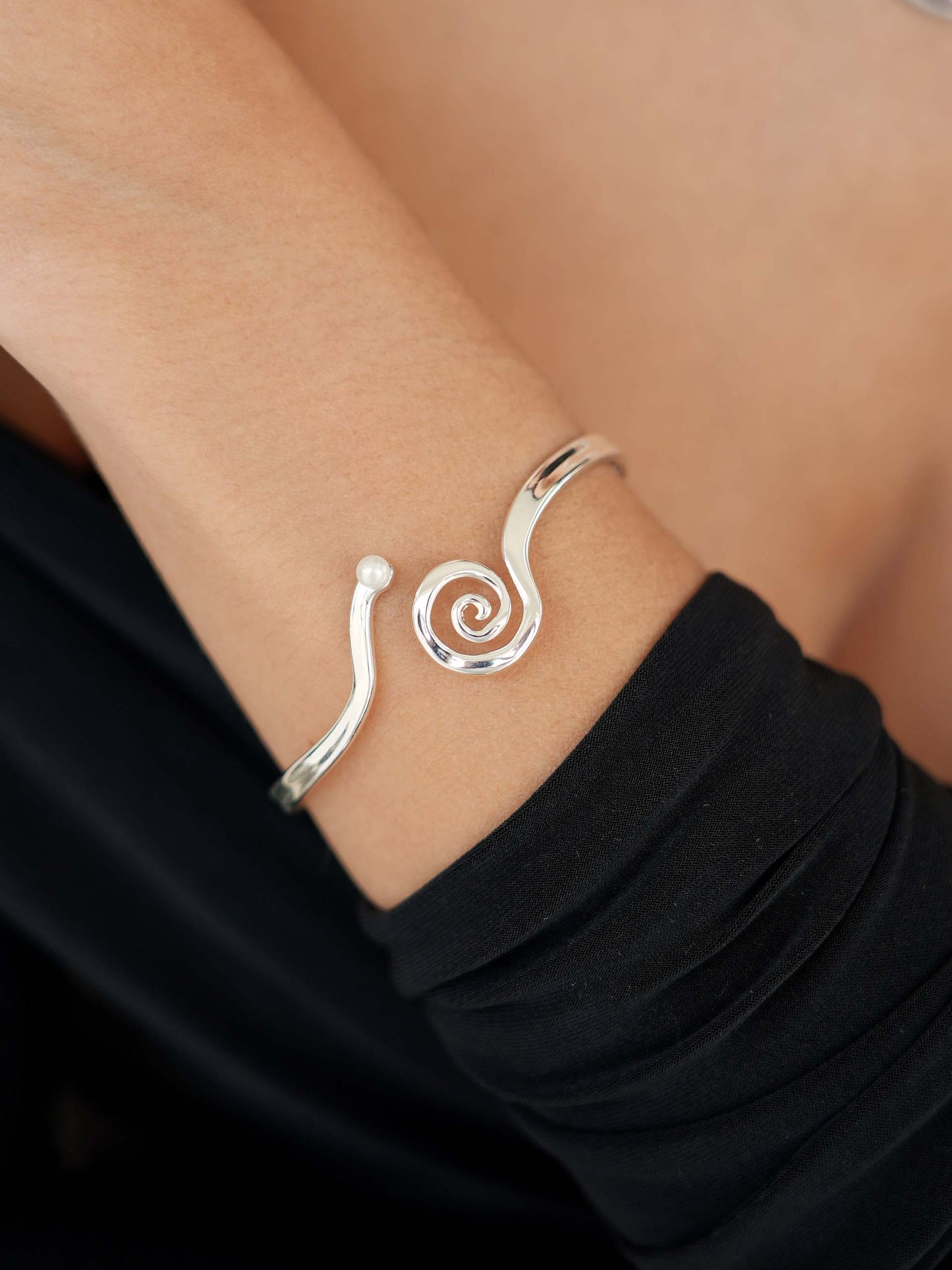 Mini Aura Swirl Cuff Silver Plated model