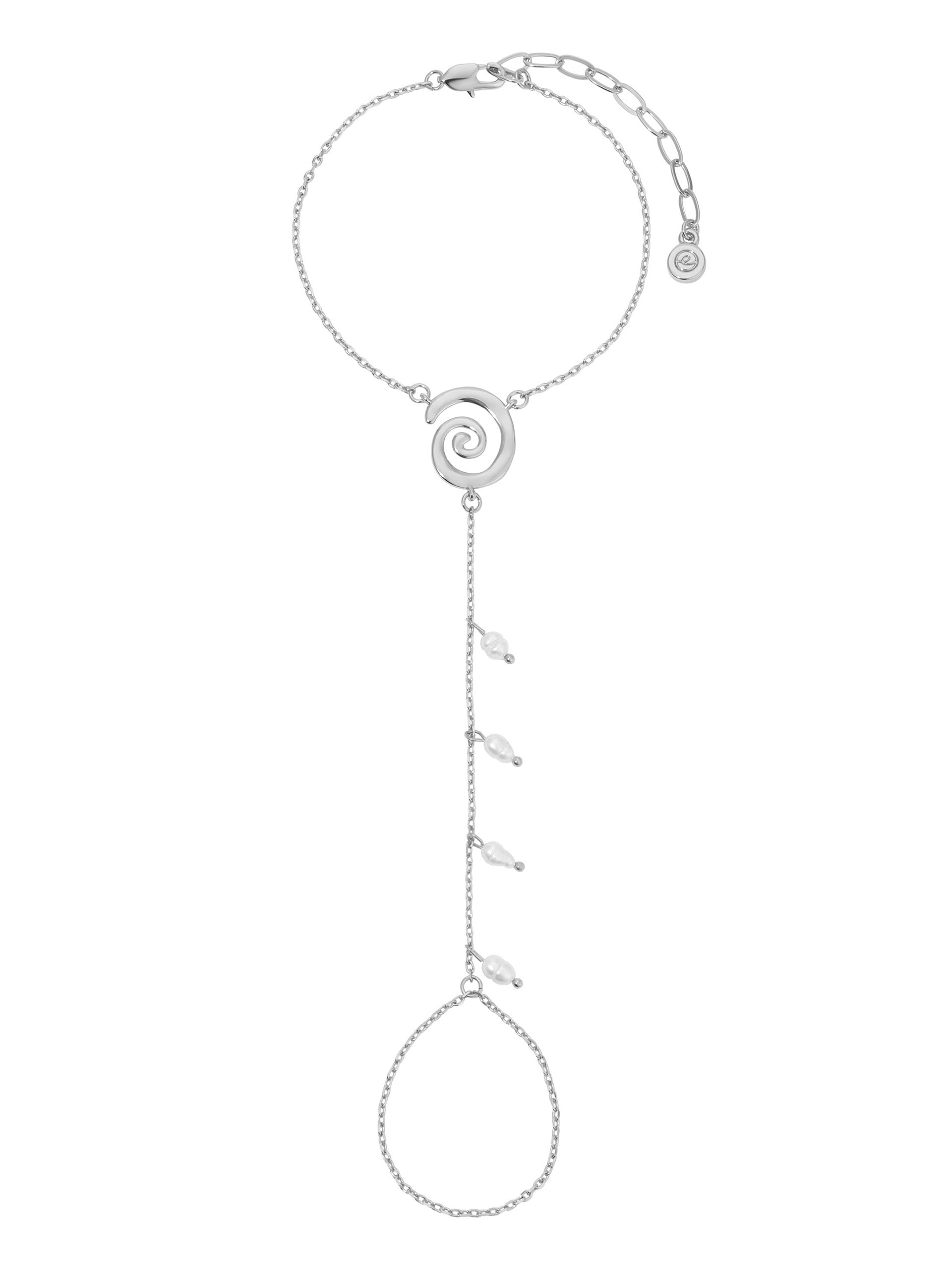 Aura Pearl Hand Chain Pearl with Silver Plating