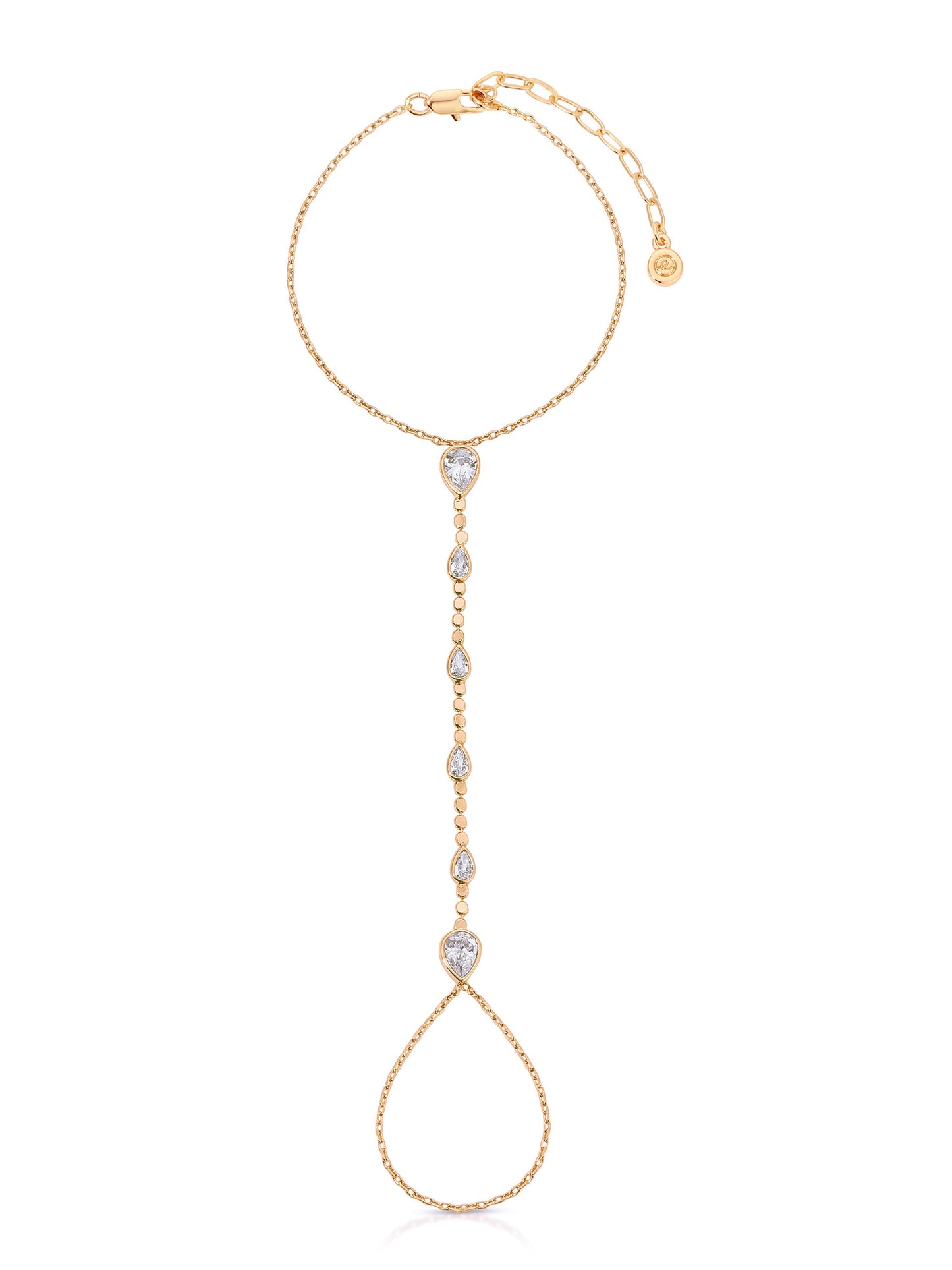 Dripping Crystal Hand Chain Clear Crystal with 18k Gold Plating
