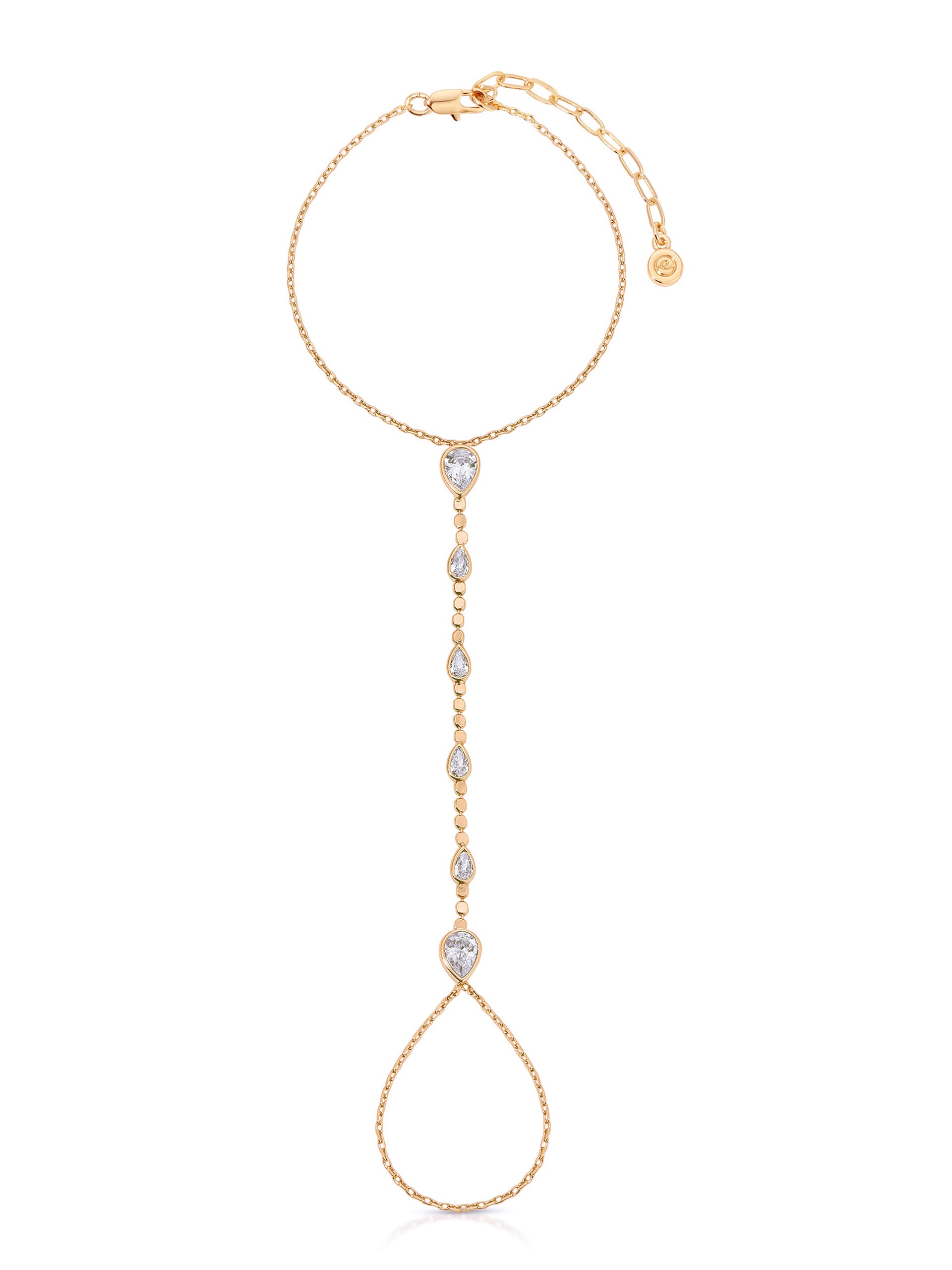 Dripping Crystal Hand Chain Clear Crystal with 18k Gold Plating
