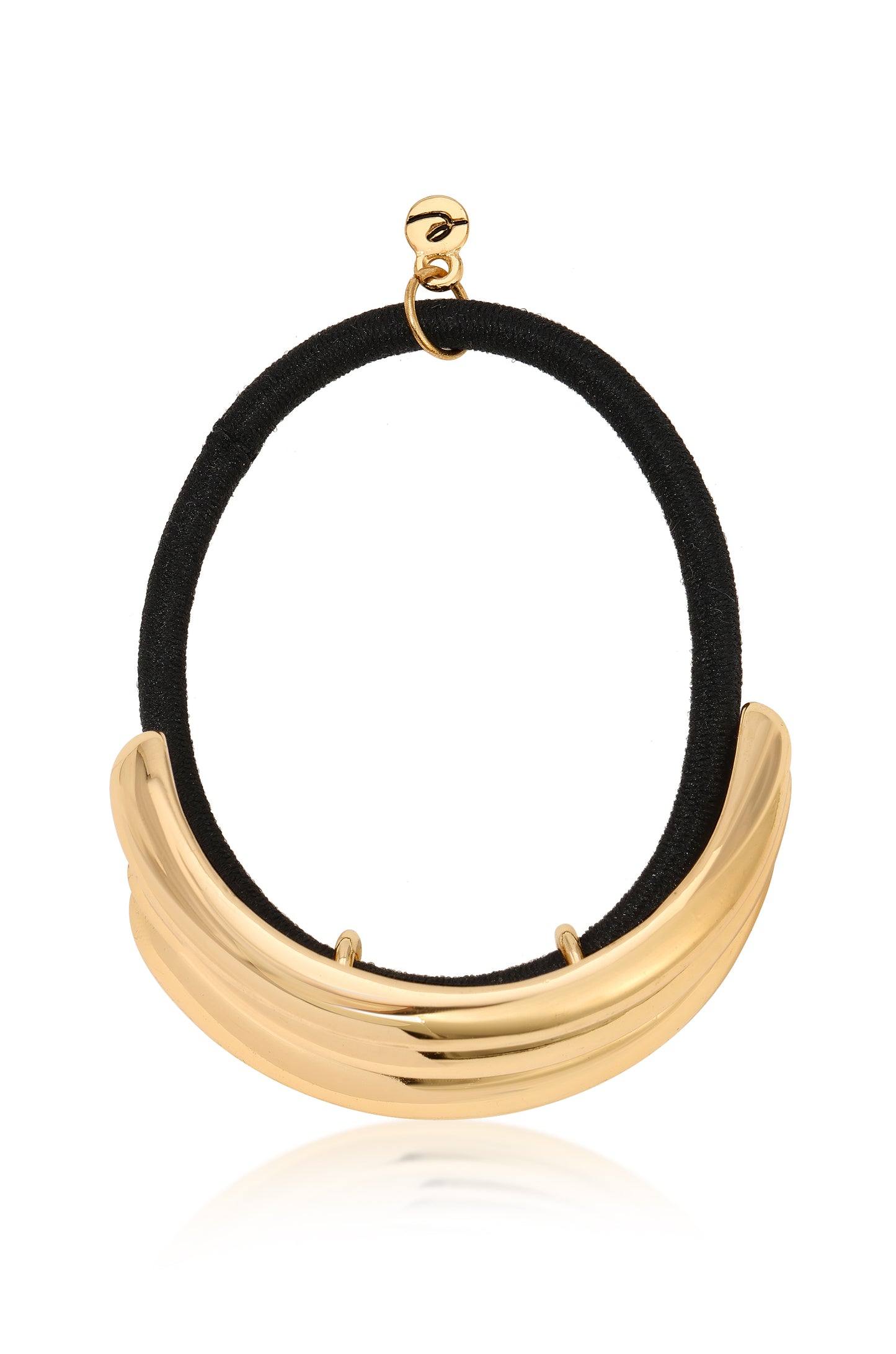 Modern Rows Hair Tie Gold Tone with Black Elastic 2