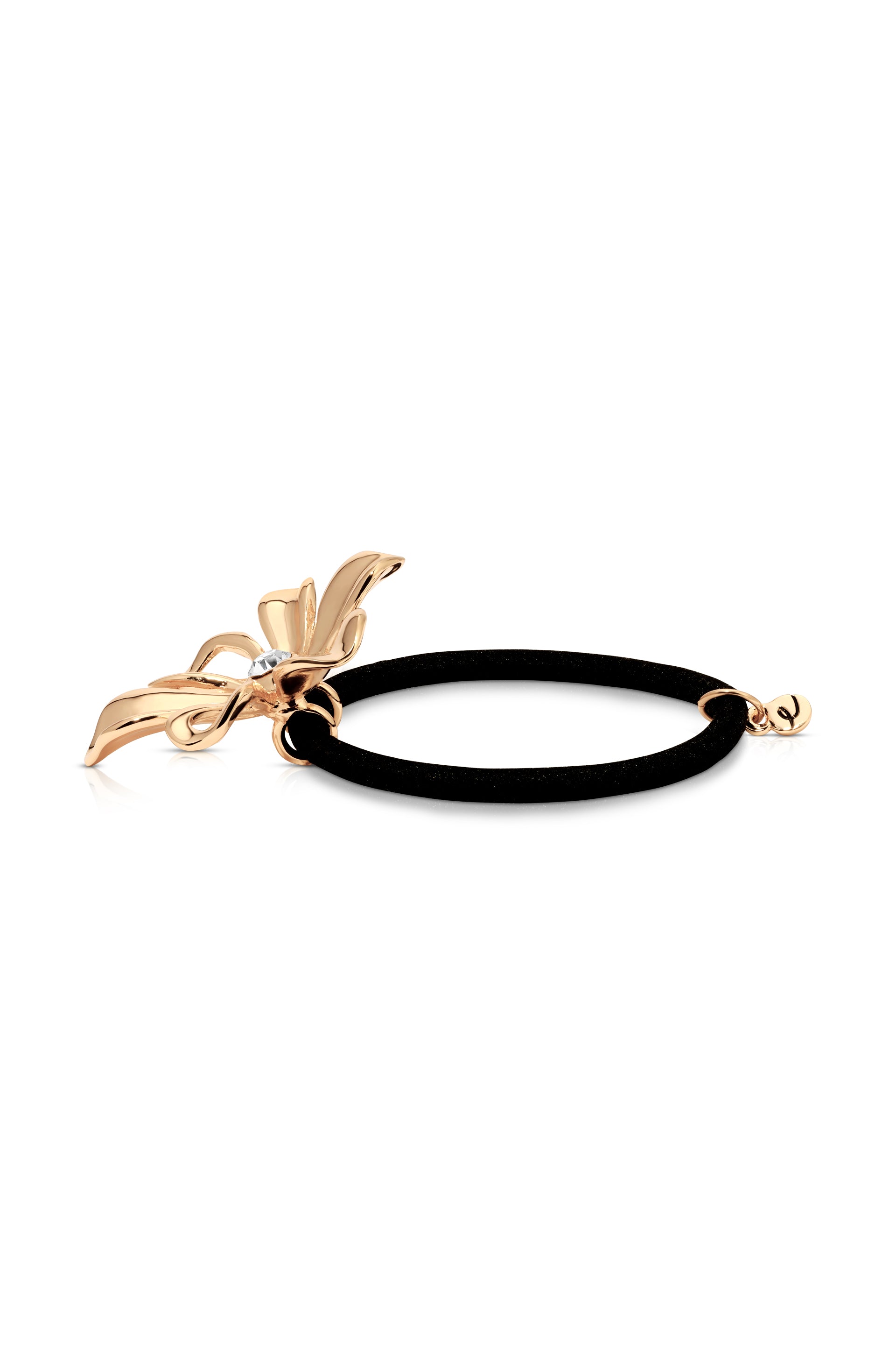 Petals Hair Tie Gold Tone with Black Elastic 2