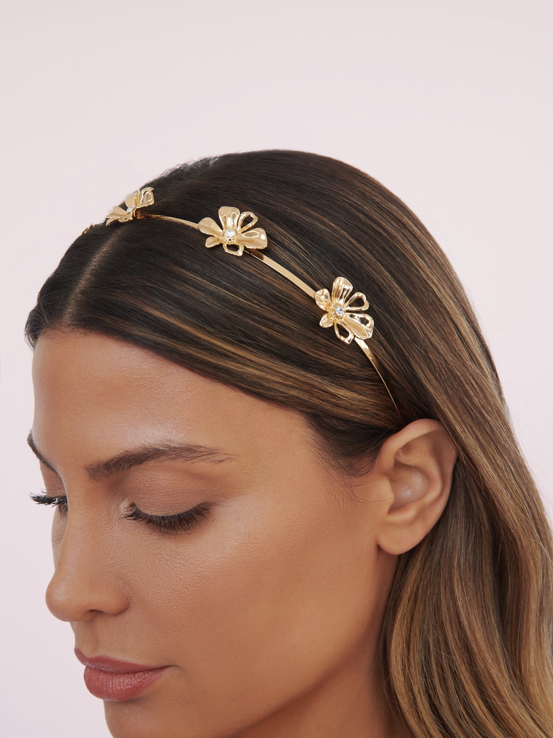 Petals Headband Clear Crystal with Gold Tone model 2