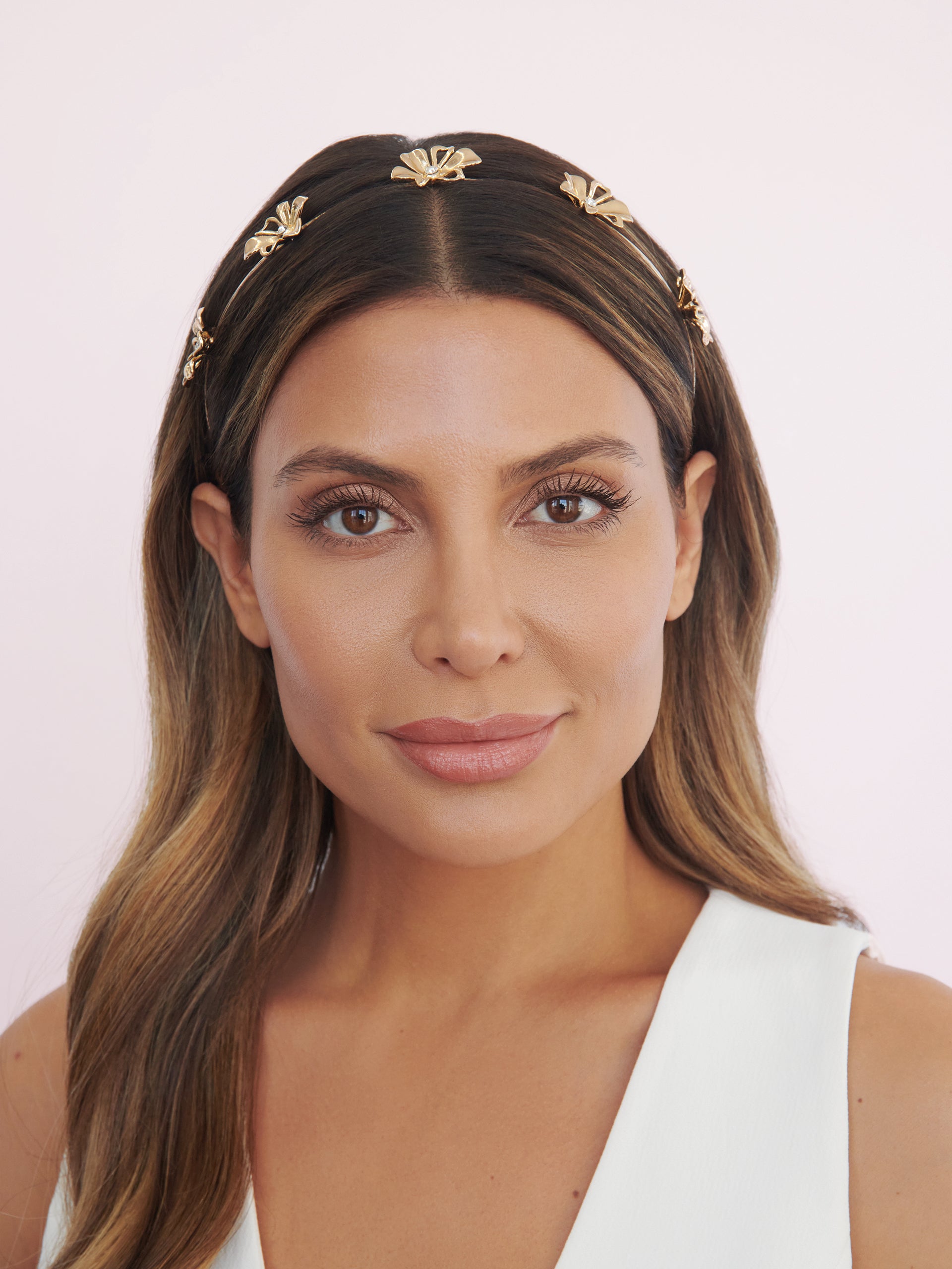 Petals Headband Clear Crystal with Gold Tone model 3