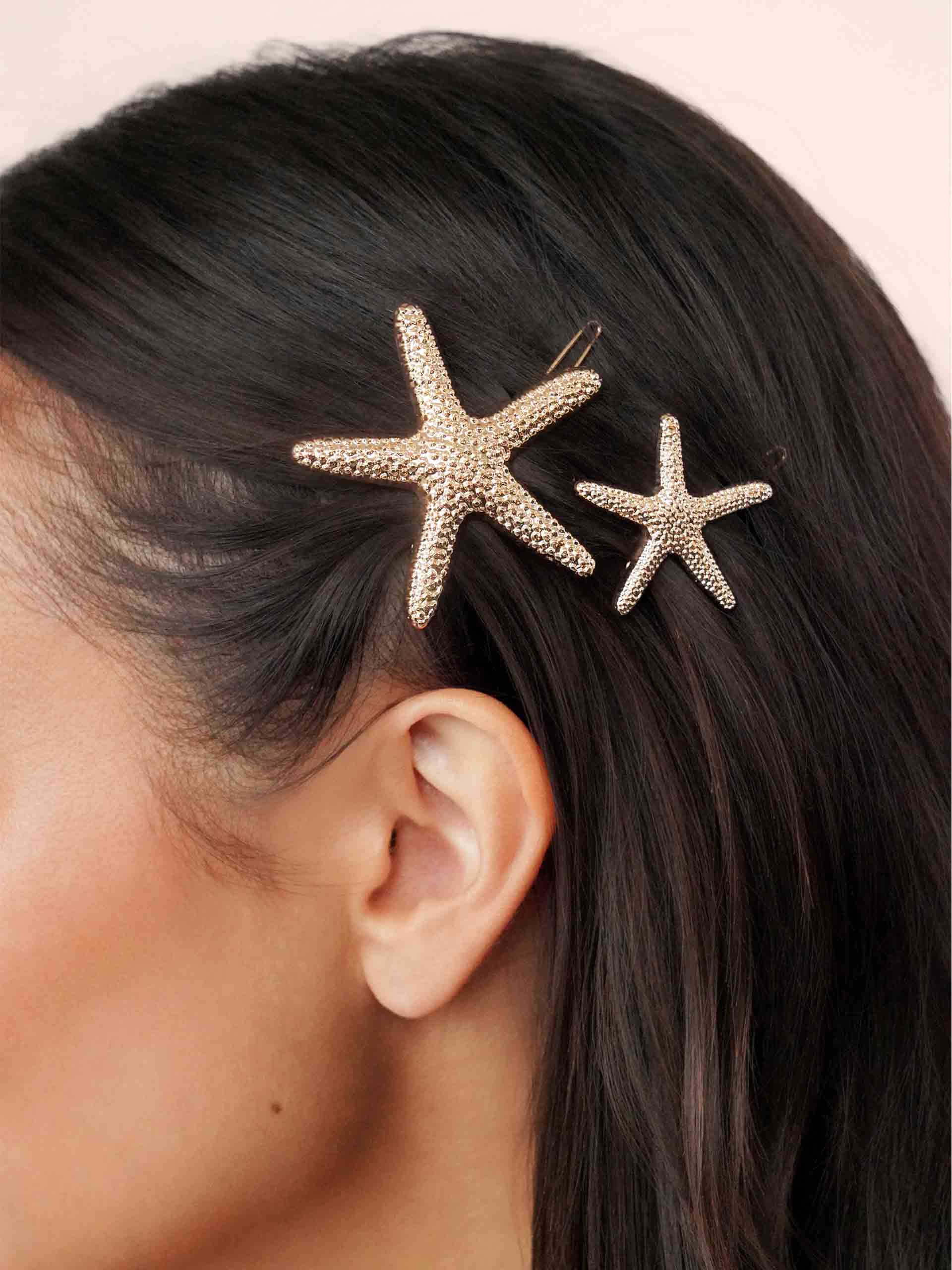 Starfish Barrette Set Gold Tone model